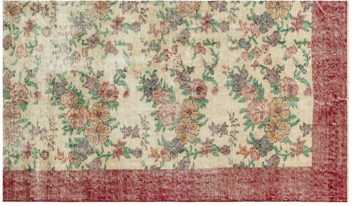 Retro Design Floral Over Dyed Vintage Rug 5'5'' x 9'1'' ft 166 x 278 cm