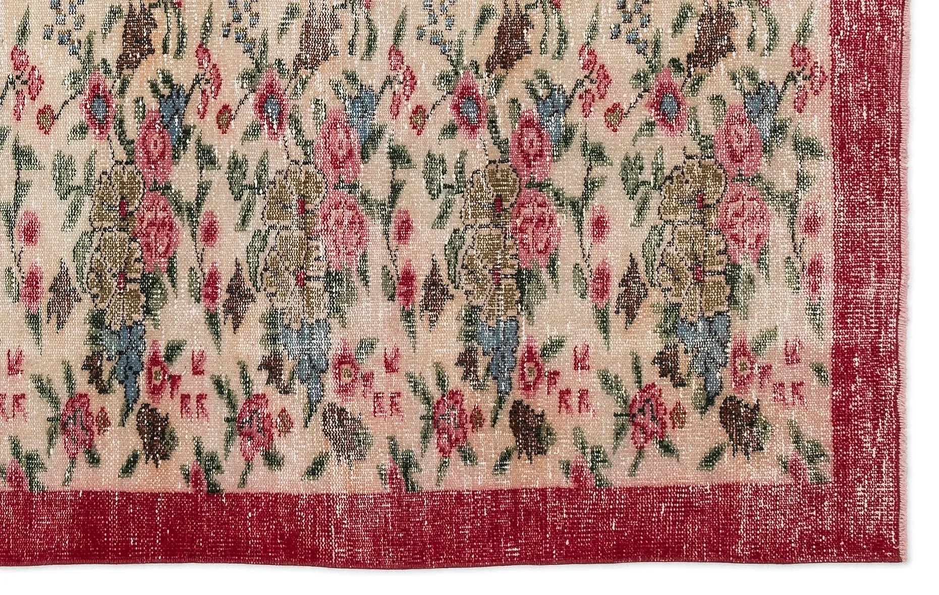 Retro Design Floral Over Dyed Vintage Rug 5'7'' x 8'11'' ft 170 x 272 cm
