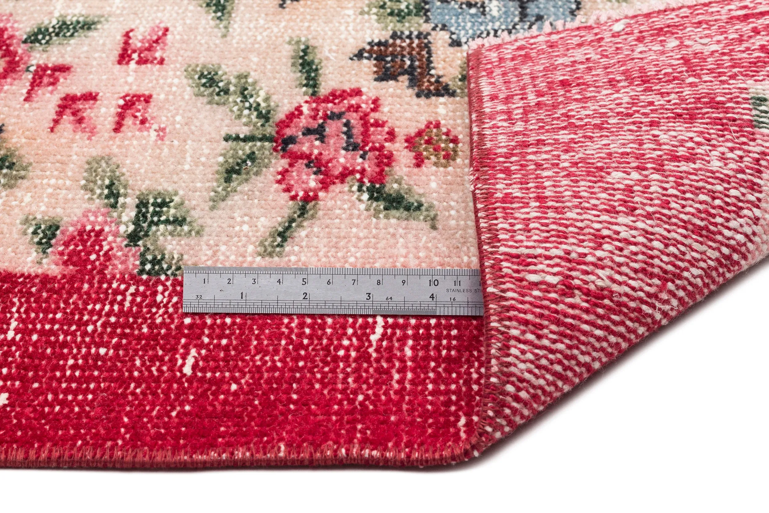 Retro Design Floral Over Dyed Vintage Rug 5'7'' x 8'11'' ft 170 x 272 cm