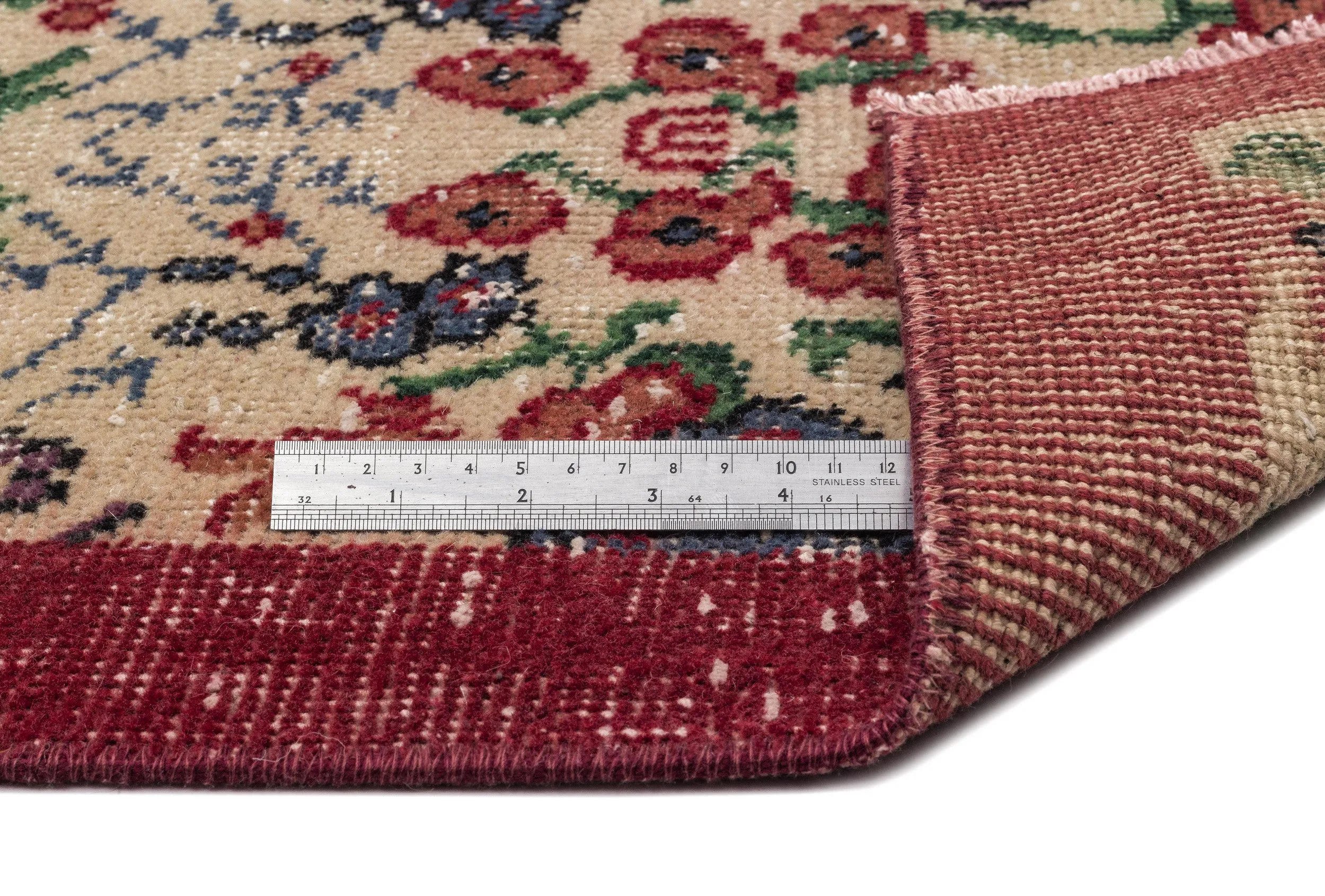 Retro Design Floral Over Dyed Vintage Rug 5'7'' x 8'8'' ft 169 x 263 cm