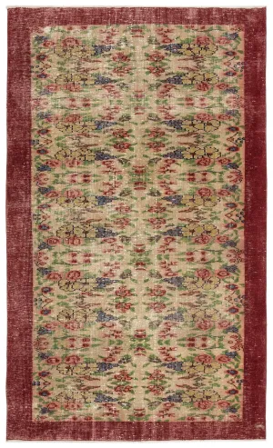 Retro Design Floral Over Dyed Vintage Rug 5'7'' x 9'1'' ft 170 x 277 cm