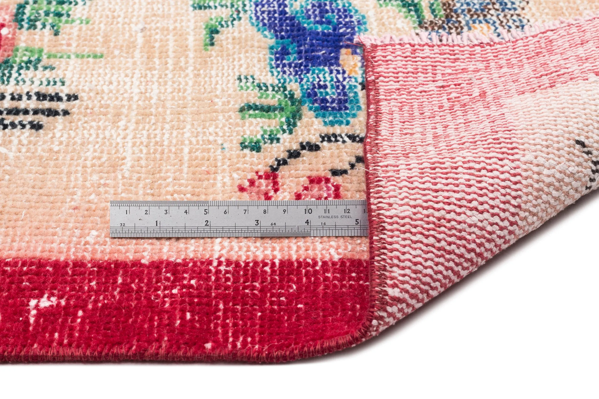 Retro Design Floral Over Dyed Vintage Rug 5'8'' x 10'2'' ft 173 x 310 cm