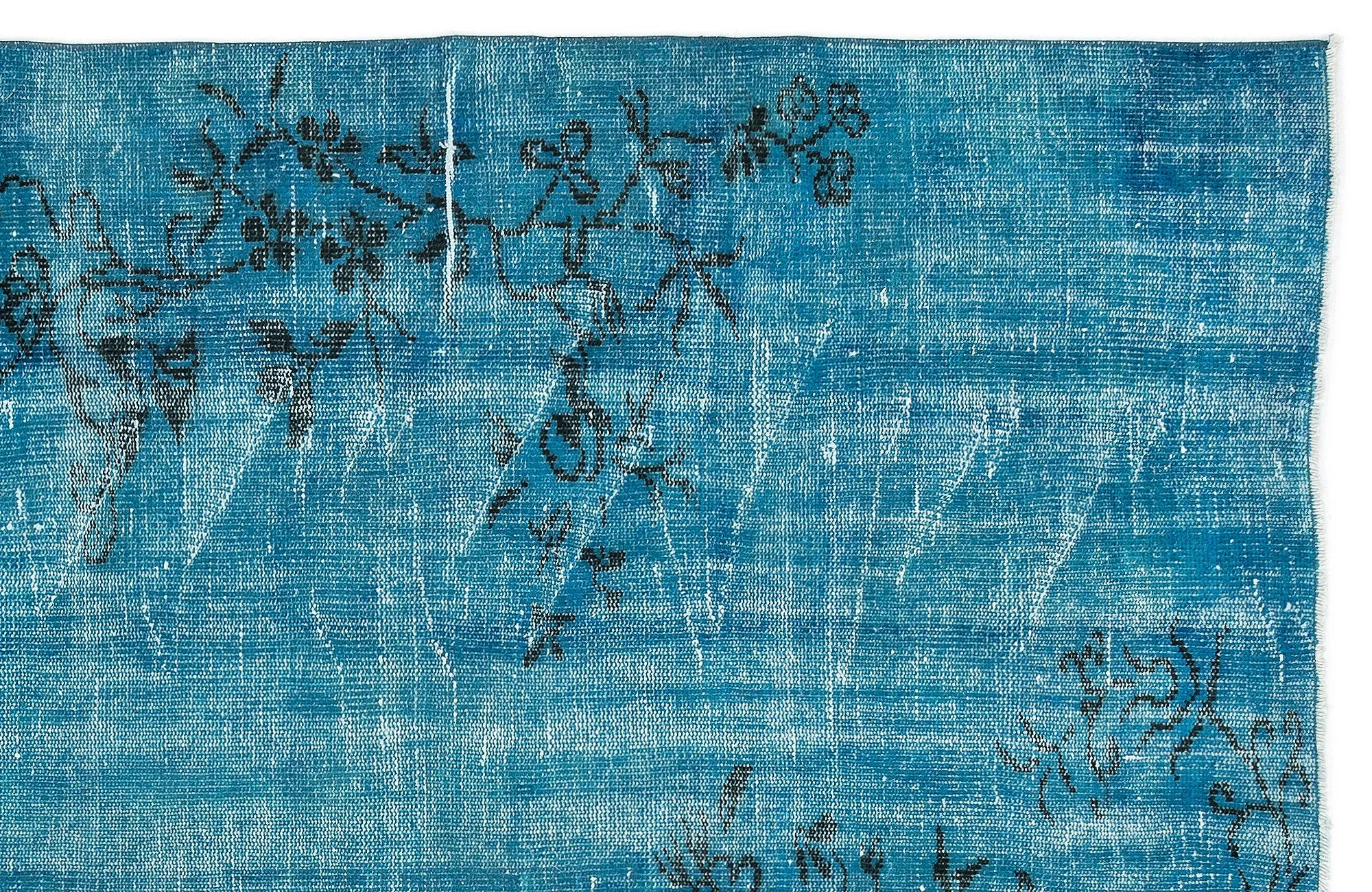 Retro Design Floral Over Dyed Vintage Rug 5'8'' x 8'10'' ft 172 x 270 cm