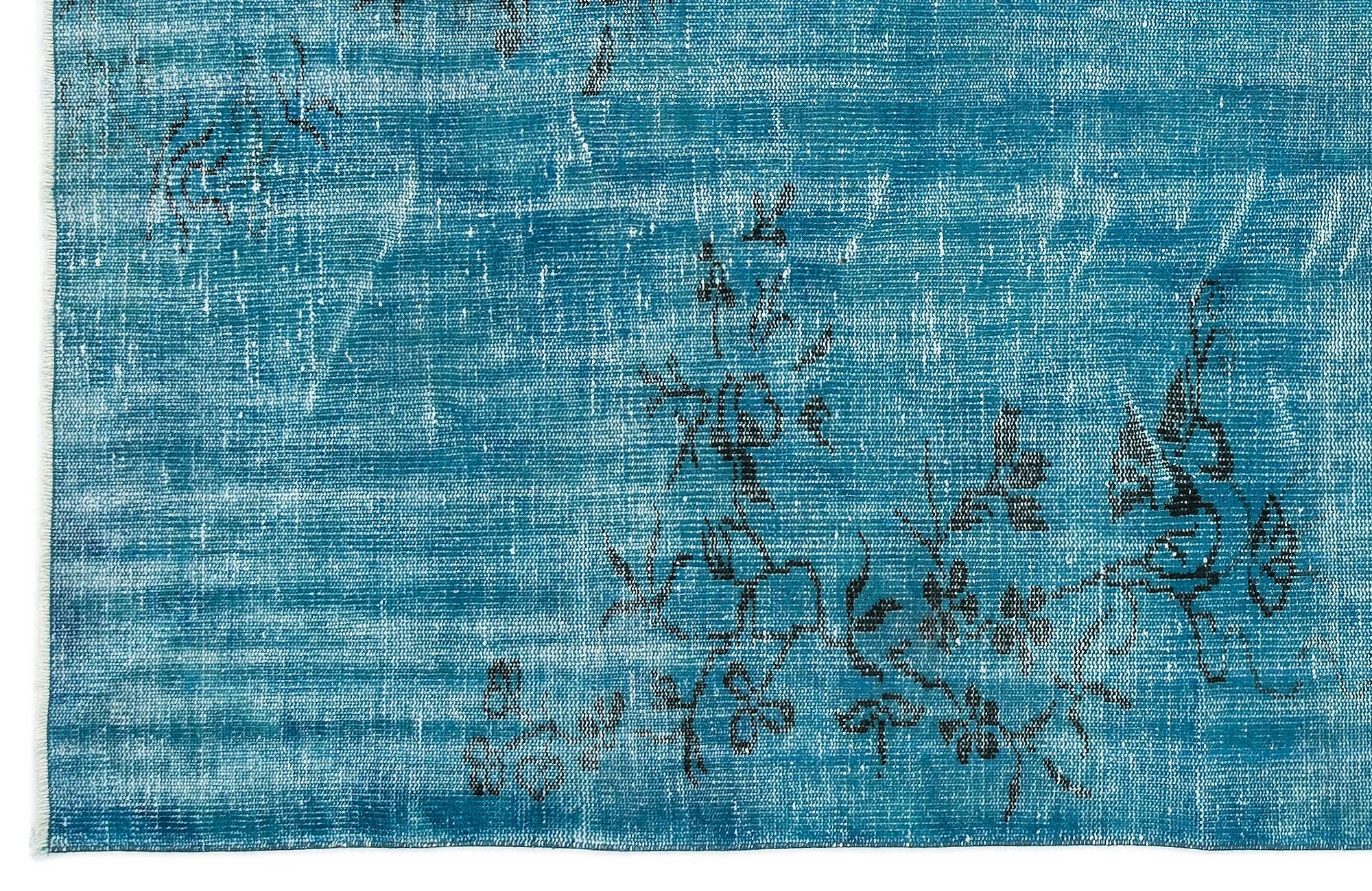 Retro Design Floral Over Dyed Vintage Rug 5'8'' x 8'10'' ft 172 x 270 cm