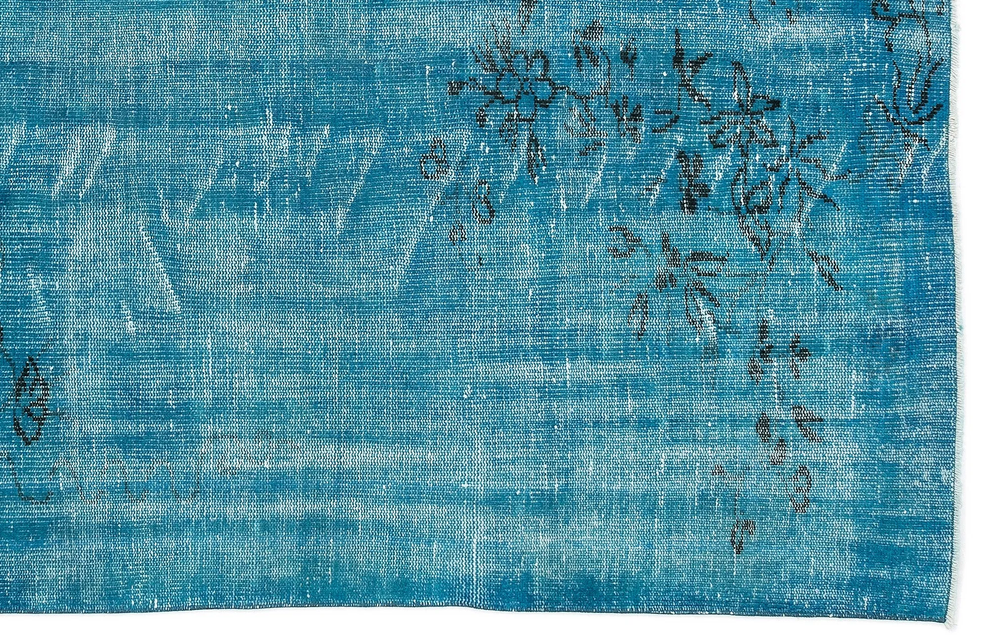 Retro Design Floral Over Dyed Vintage Rug 5'8'' x 8'10'' ft 172 x 270 cm