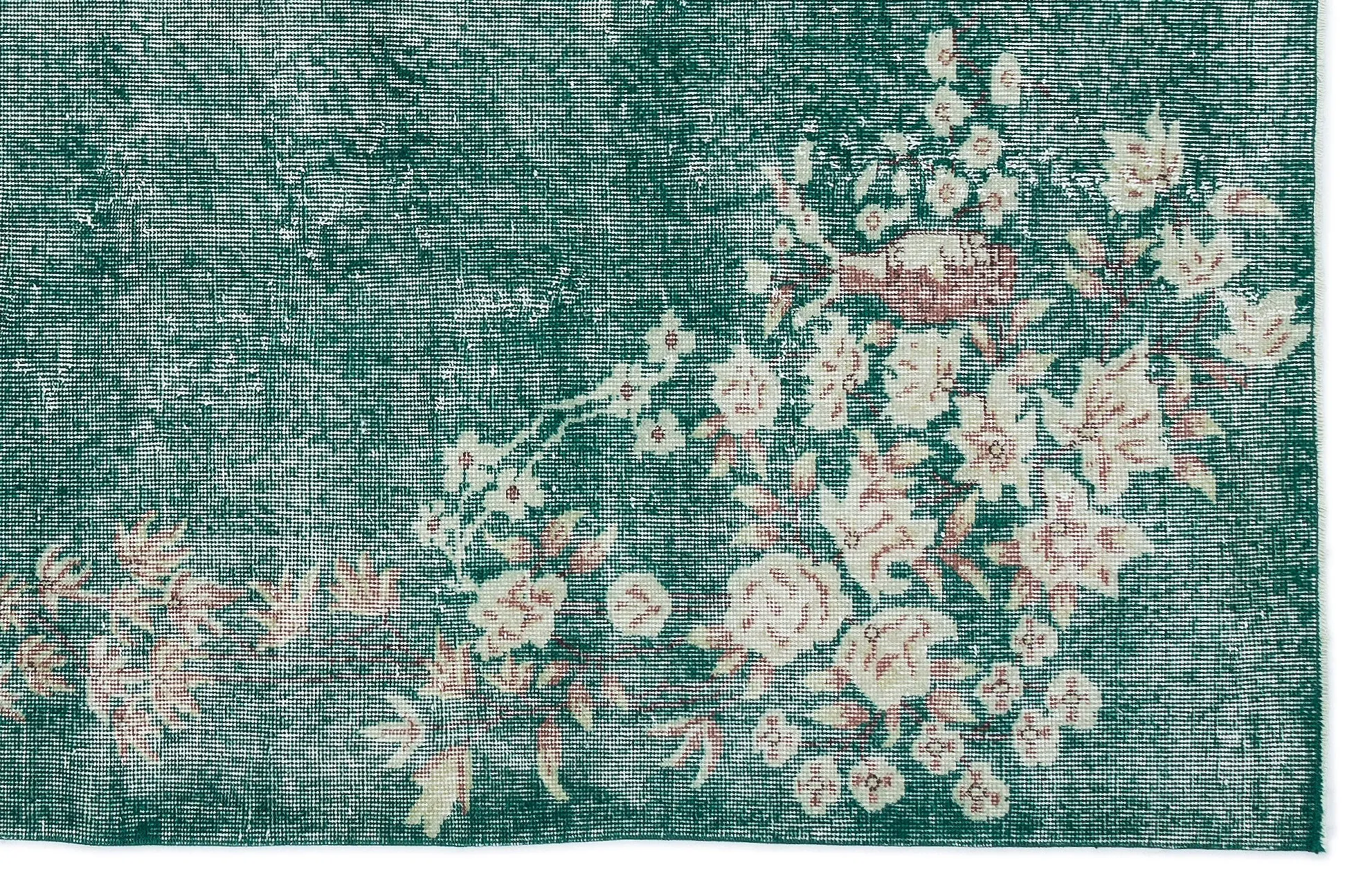 Retro Design Floral Over Dyed Vintage Rug 5'9'' x 8'12'' ft 175 x 274 cm