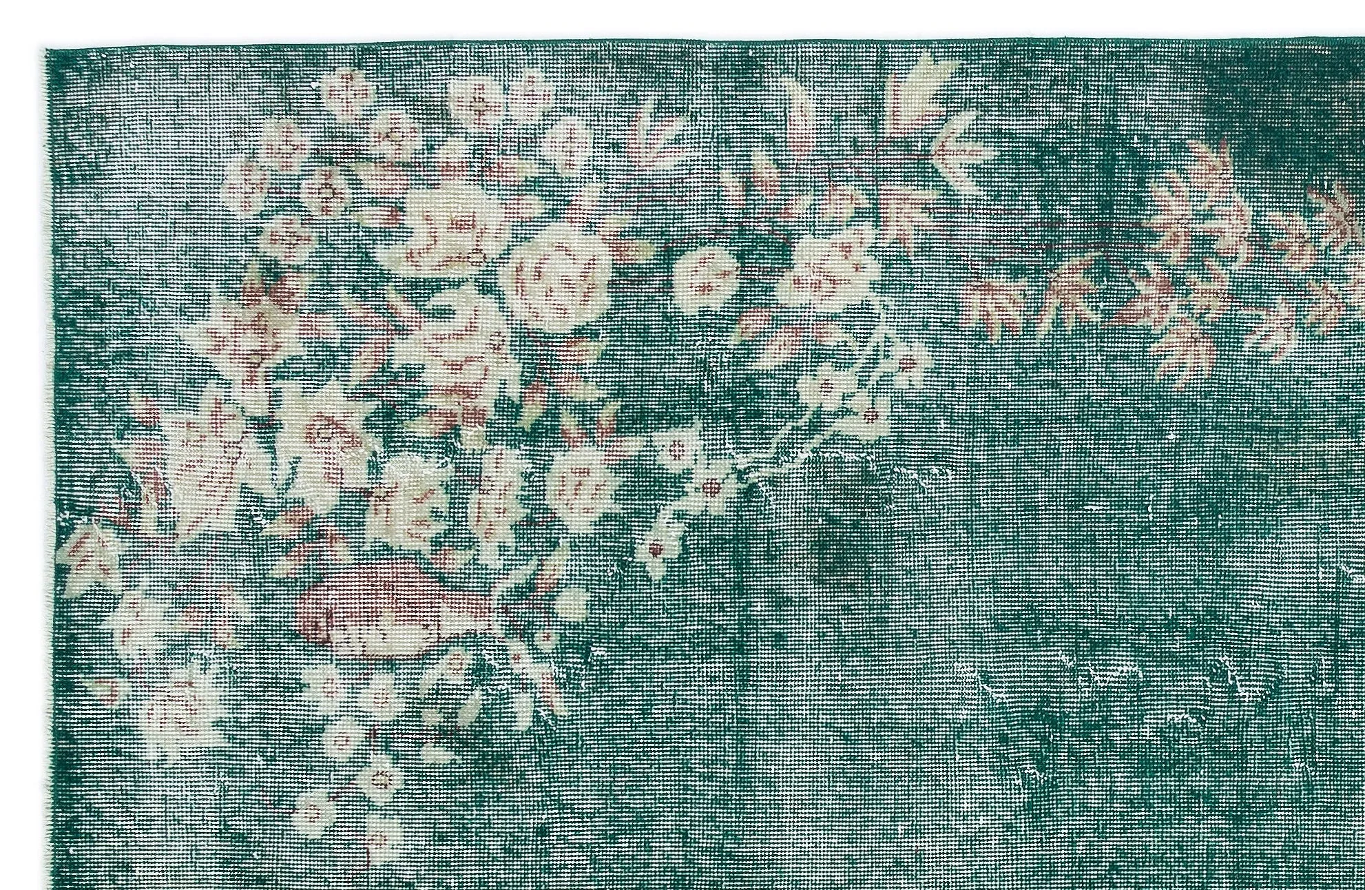 Retro Design Floral Over Dyed Vintage Rug 5'9'' x 8'12'' ft 175 x 274 cm