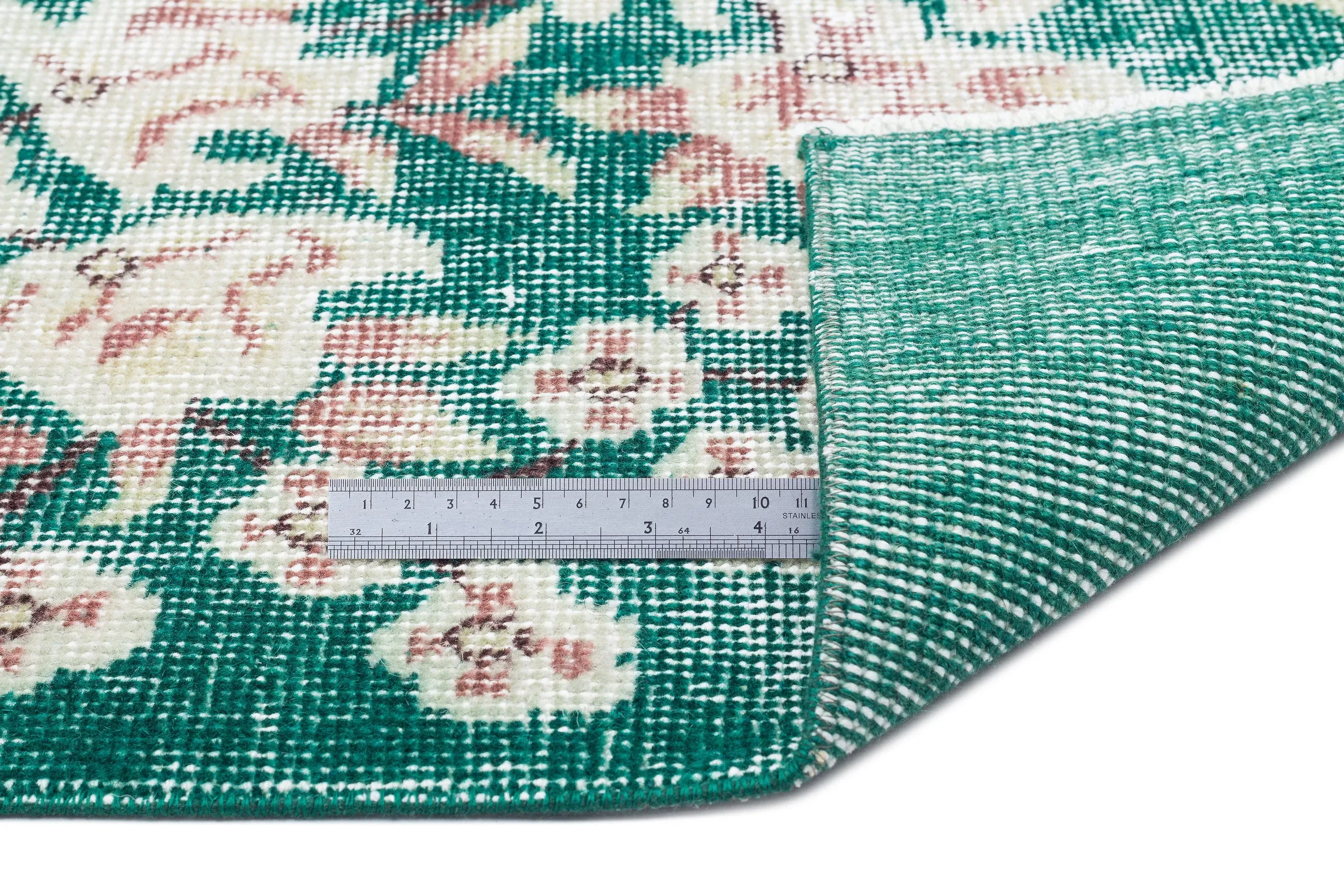 Retro Design Floral Over Dyed Vintage Rug 5'9'' x 8'12'' ft 175 x 274 cm
