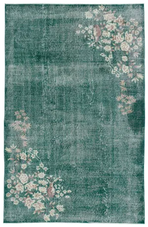 Retro Design Floral Over Dyed Vintage Rug 5'9'' x 8'12'' ft 175 x 274 cm