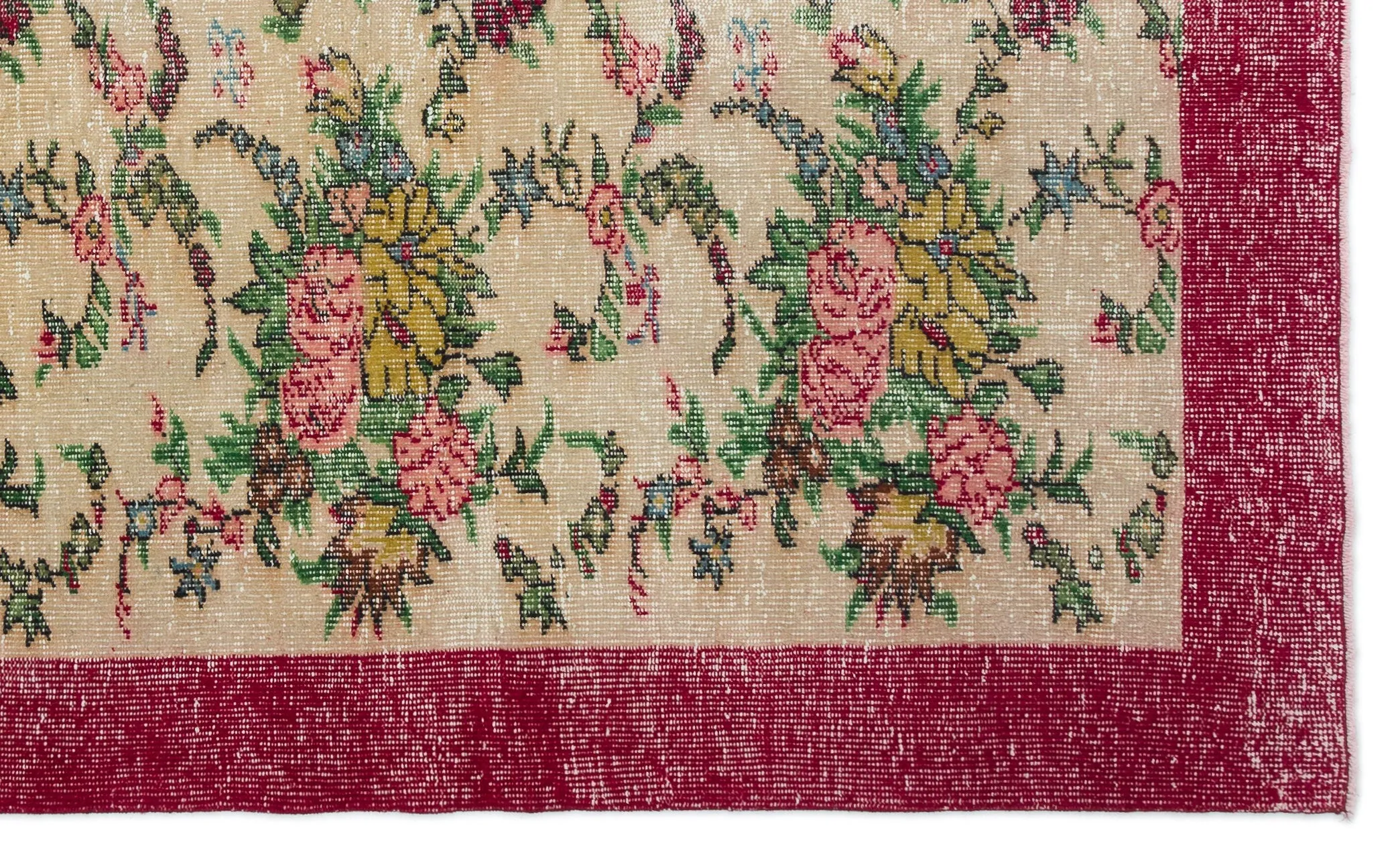 Retro Design Floral Over Dyed Vintage Rug 6'0'' x 9'8'' ft 184 x 294 cm