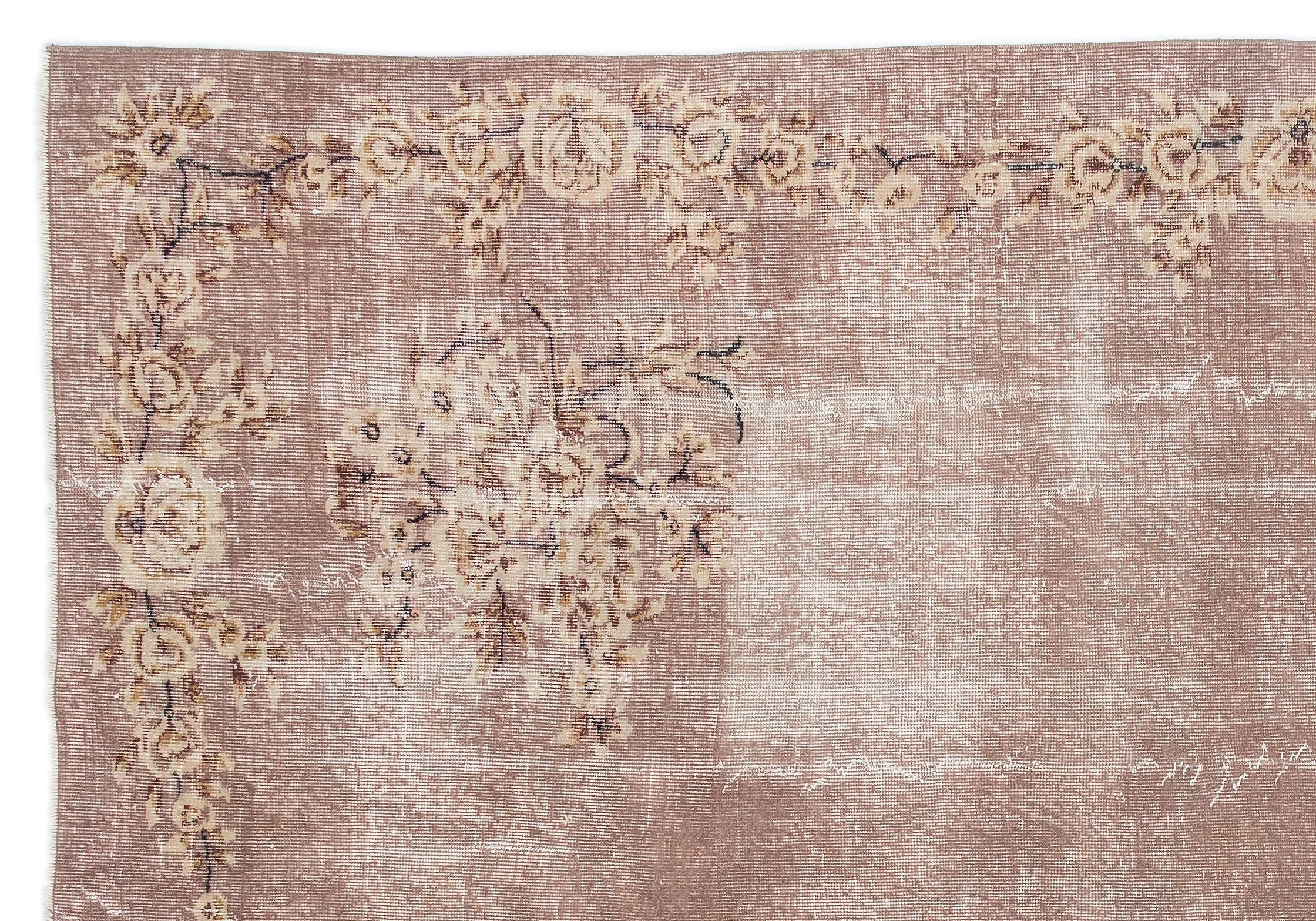 Retro Design Floral Over Dyed Vintage Rug 6'12'' x 10'4'' ft 213 x 314 cm
