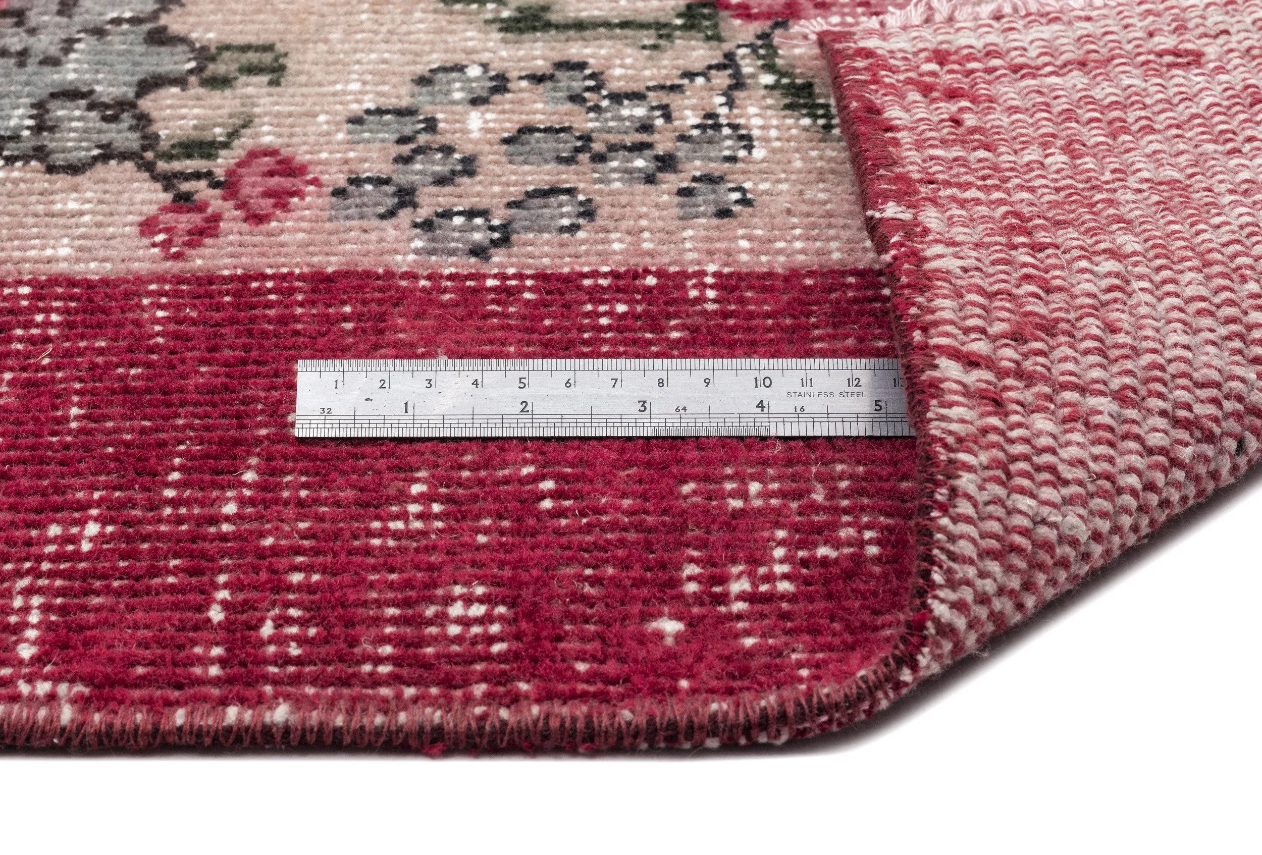 Retro Design Floral Over Dyed Vintage Rug 6'5'' x 9'8'' ft 195 x 294 cm