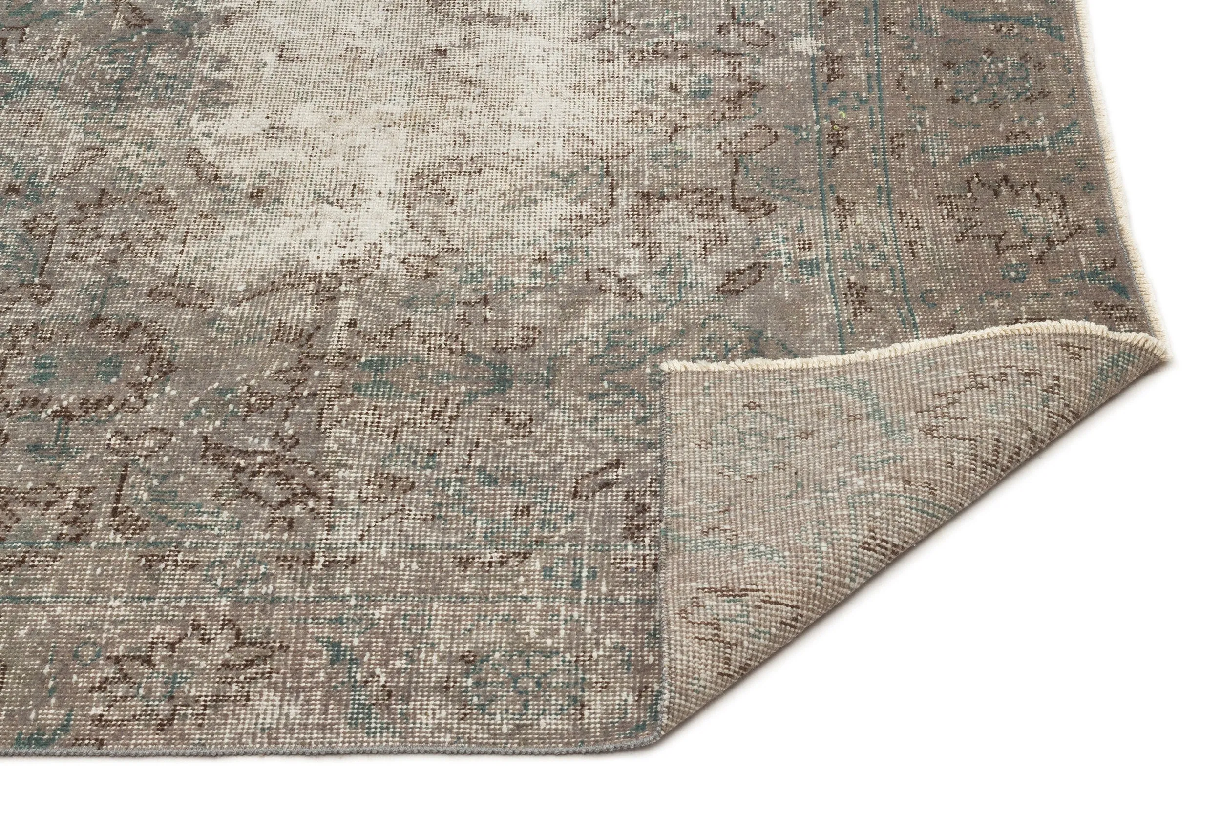 Retro Design Gray Over Dyed Vintage Rug 4'4'' x 7'7'' ft 131 x 232 cm