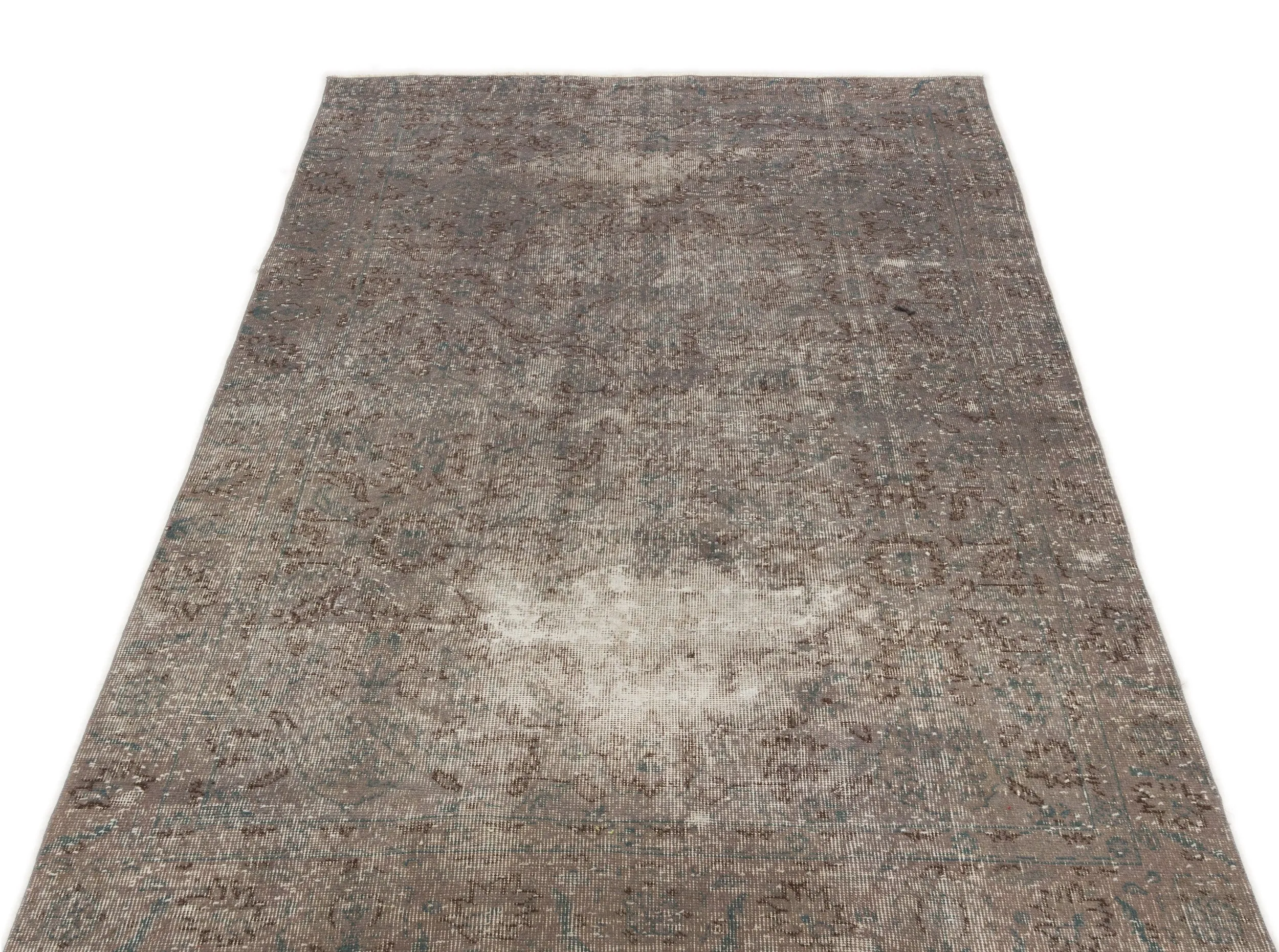 Retro Design Gray Over Dyed Vintage Rug 4'4'' x 7'7'' ft 131 x 232 cm