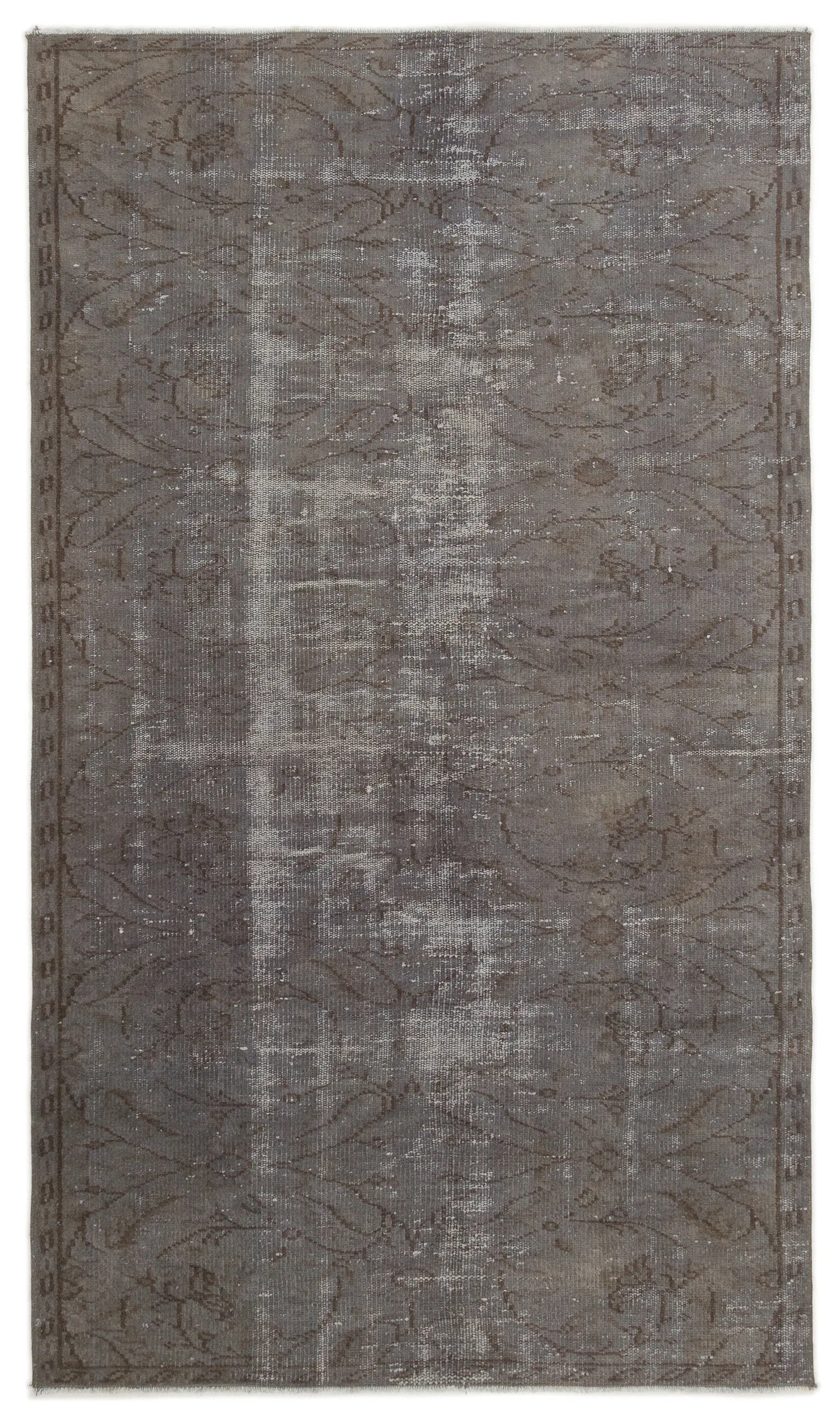 Retro Design Gray Over Dyed Vintage Rug 4'5'' x 7'8'' ft 135 x 233 cm