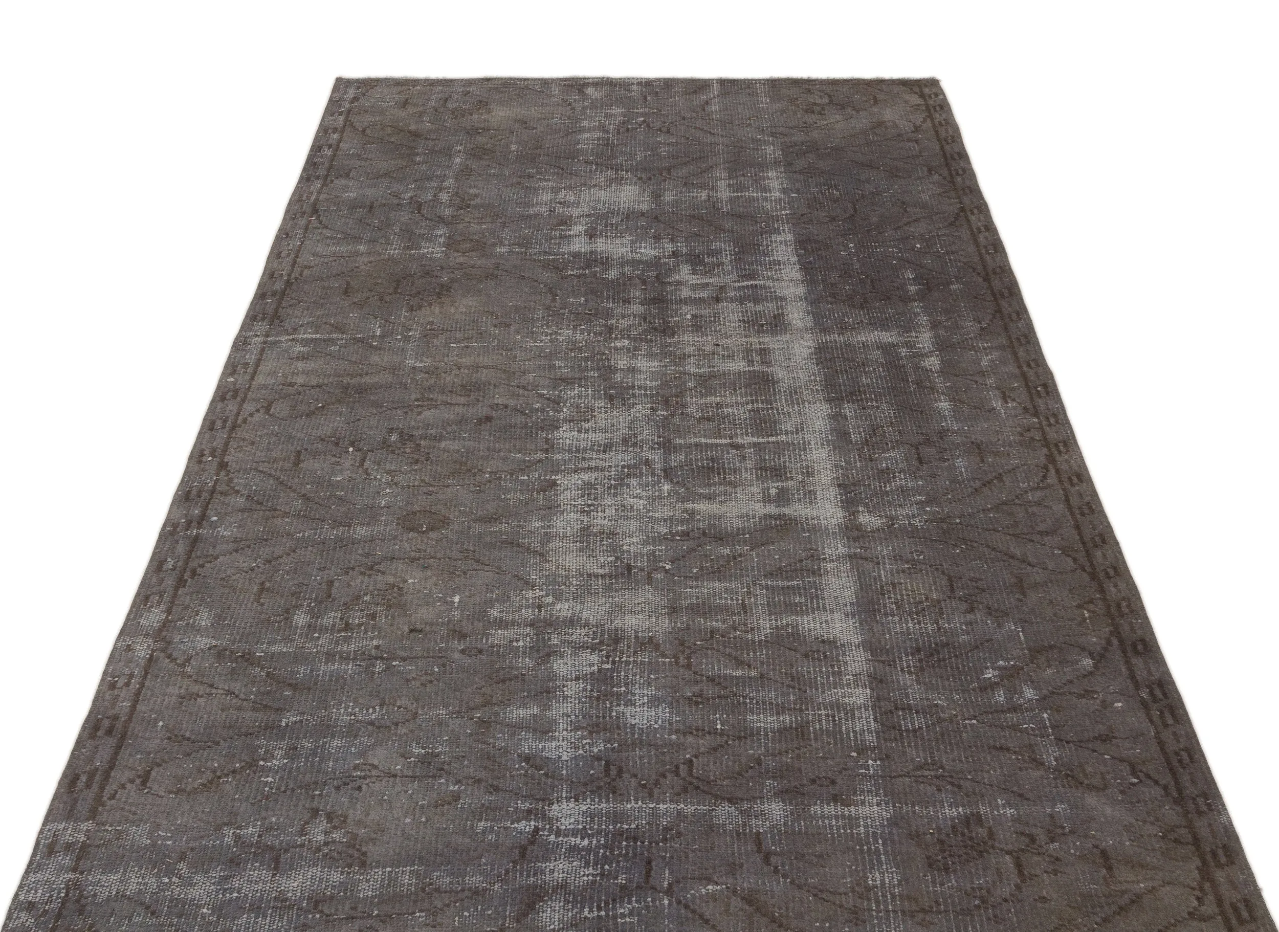 Retro Design Gray Over Dyed Vintage Rug 4'5'' x 7'8'' ft 135 x 233 cm