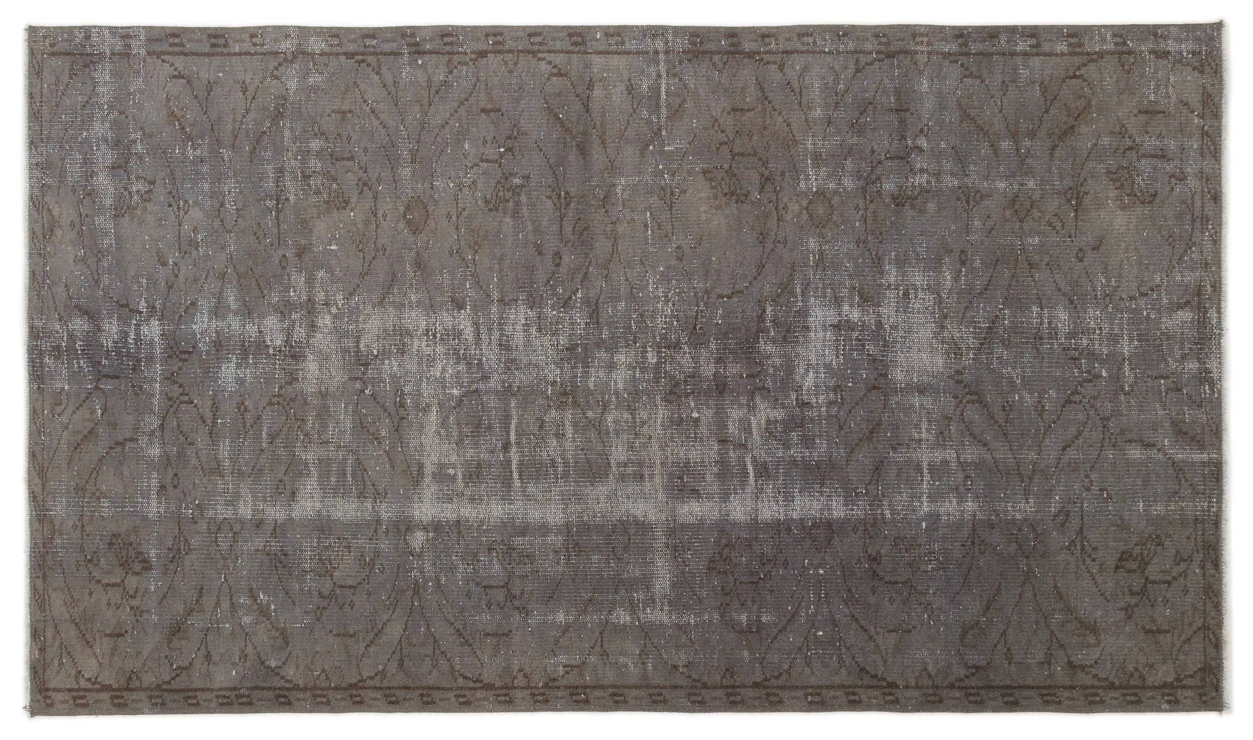 Retro Design Gray Over Dyed Vintage Rug 4'5'' x 7'8'' ft 135 x 233 cm
