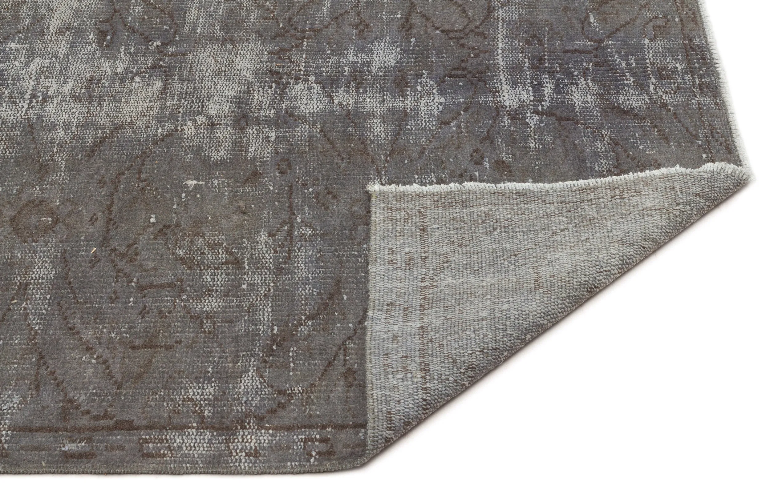 Retro Design Gray Over Dyed Vintage Rug 4'5'' x 7'8'' ft 135 x 233 cm