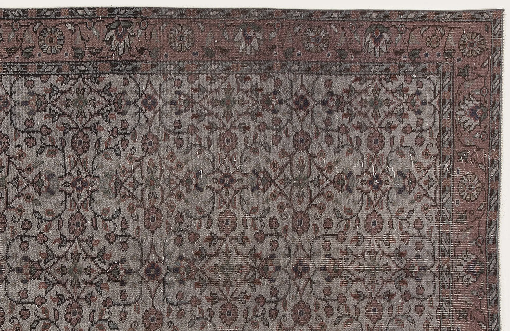 Retro Design Gray Over Dyed Vintage Rug 5'1'' x 8'6'' ft 156 x 260 cm
