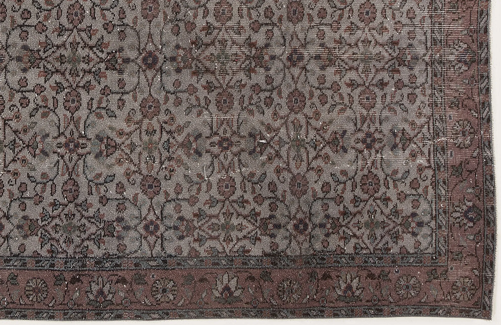 Retro Design Gray Over Dyed Vintage Rug 5'1'' x 8'6'' ft 156 x 260 cm