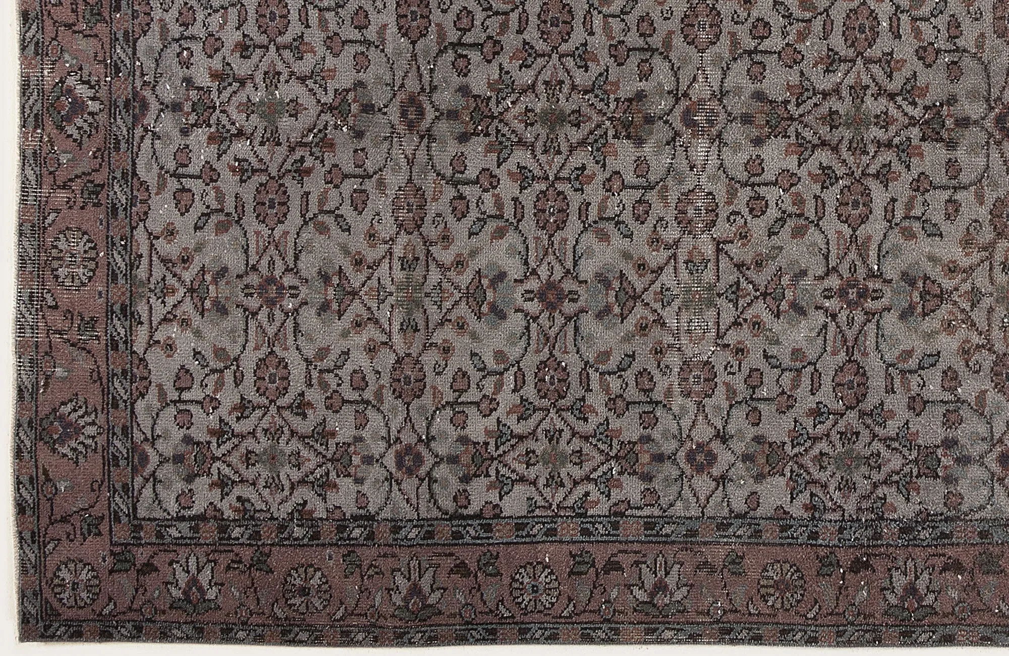 Retro Design Gray Over Dyed Vintage Rug 5'1'' x 8'6'' ft 156 x 260 cm