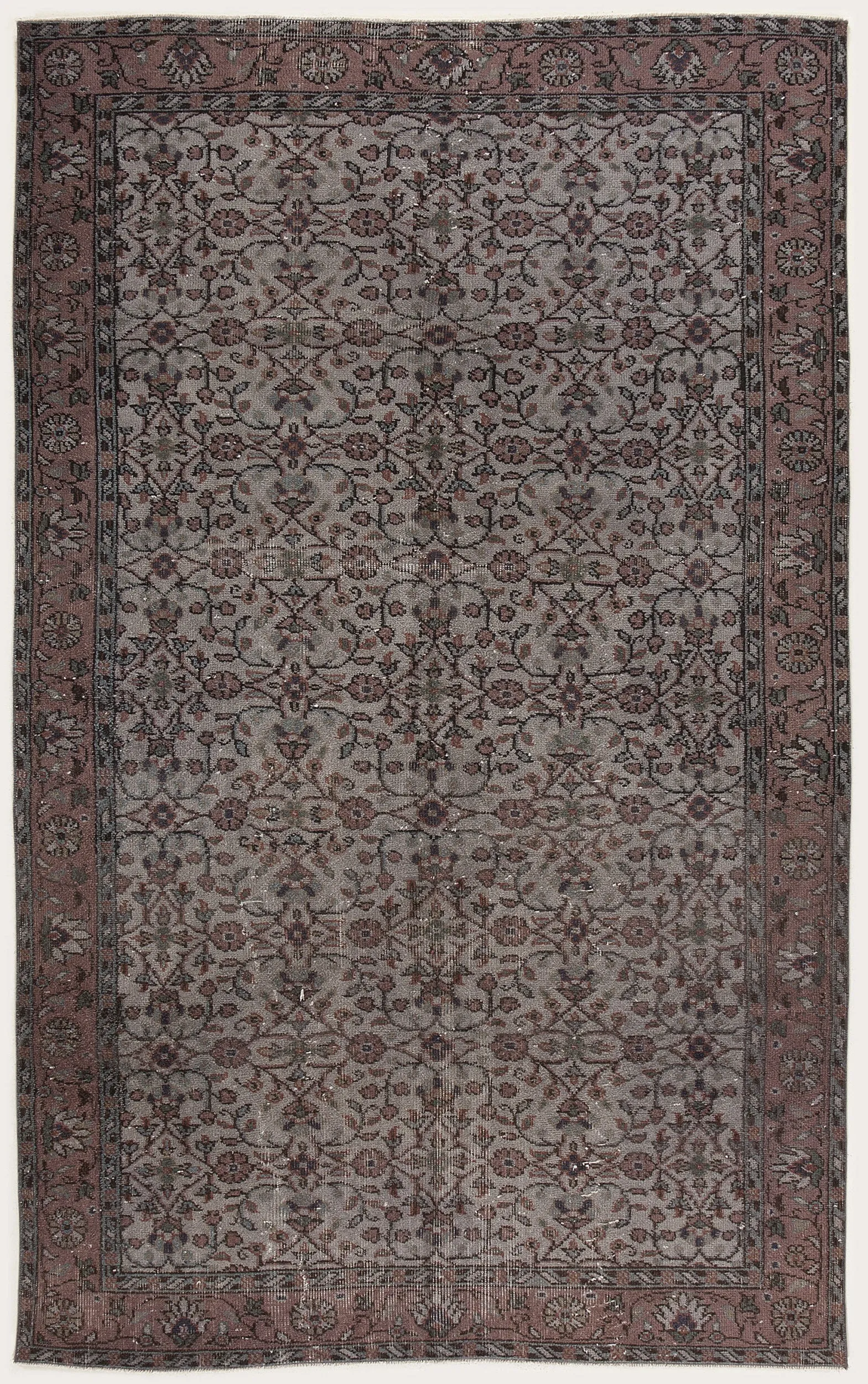 Retro Design Gray Over Dyed Vintage Rug 5'1'' x 8'6'' ft 156 x 260 cm