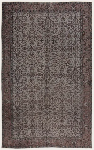 Retro Design Gray Over Dyed Vintage Rug 5'1'' x 8'6'' ft 156 x 260 cm