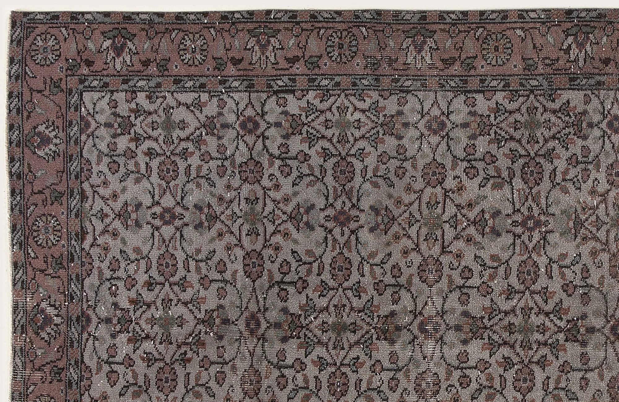 Retro Design Gray Over Dyed Vintage Rug 5'1'' x 8'6'' ft 156 x 260 cm