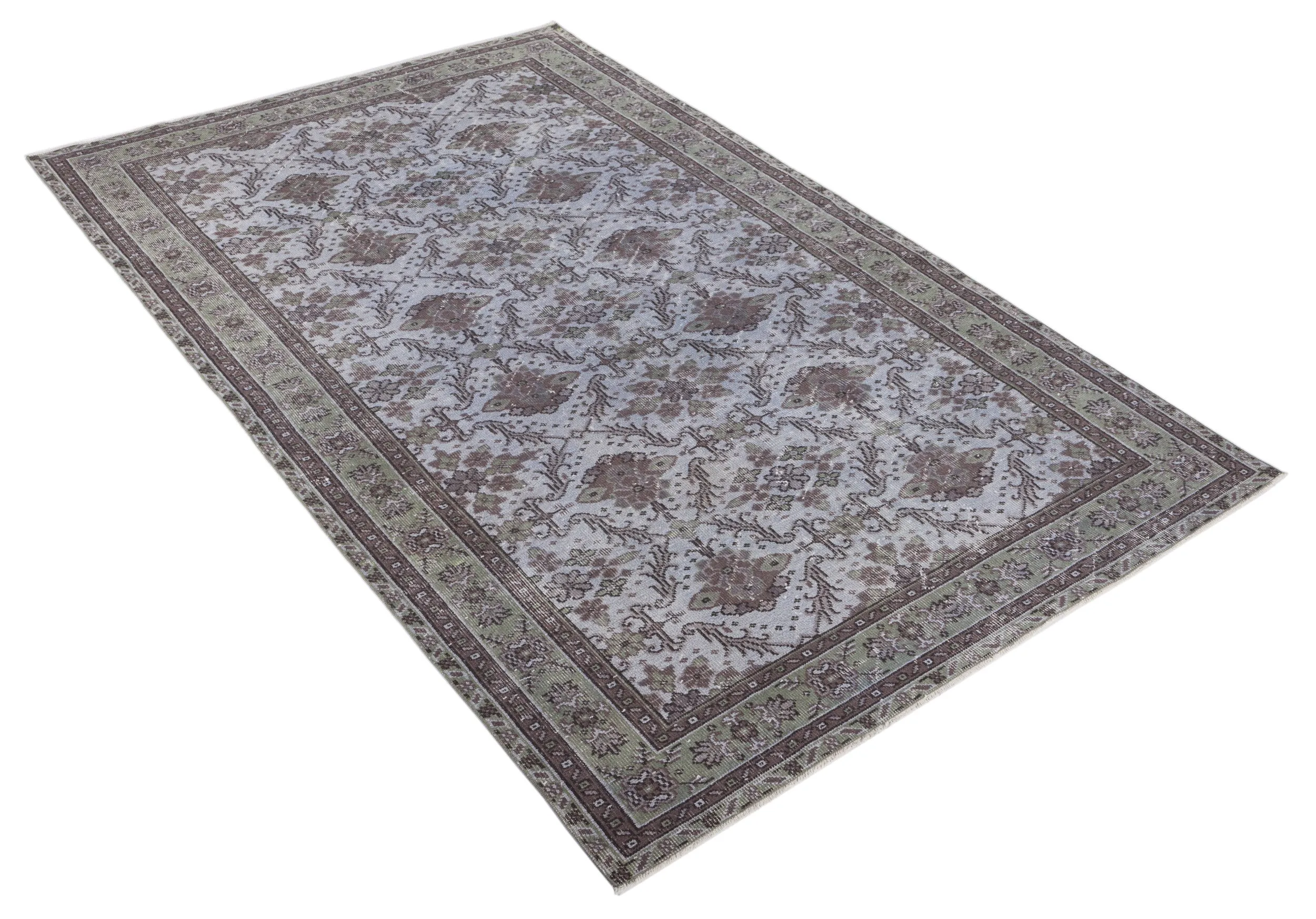 Retro Design Gray Over Dyed Vintage Rug 5'10'' x 9'3'' ft 178 x 282 cm