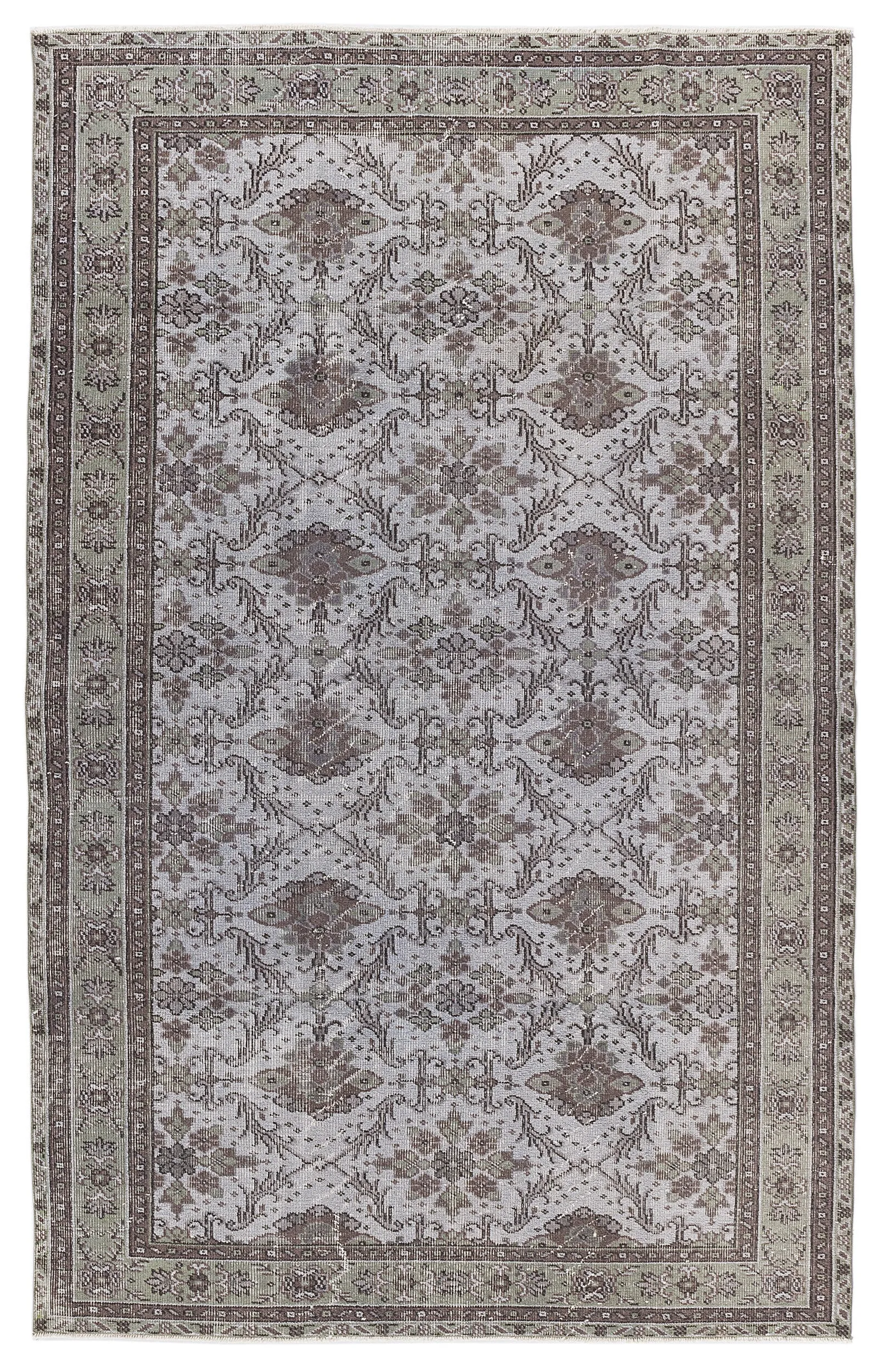 Retro Design Gray Over Dyed Vintage Rug 5'10'' x 9'3'' ft 178 x 282 cm