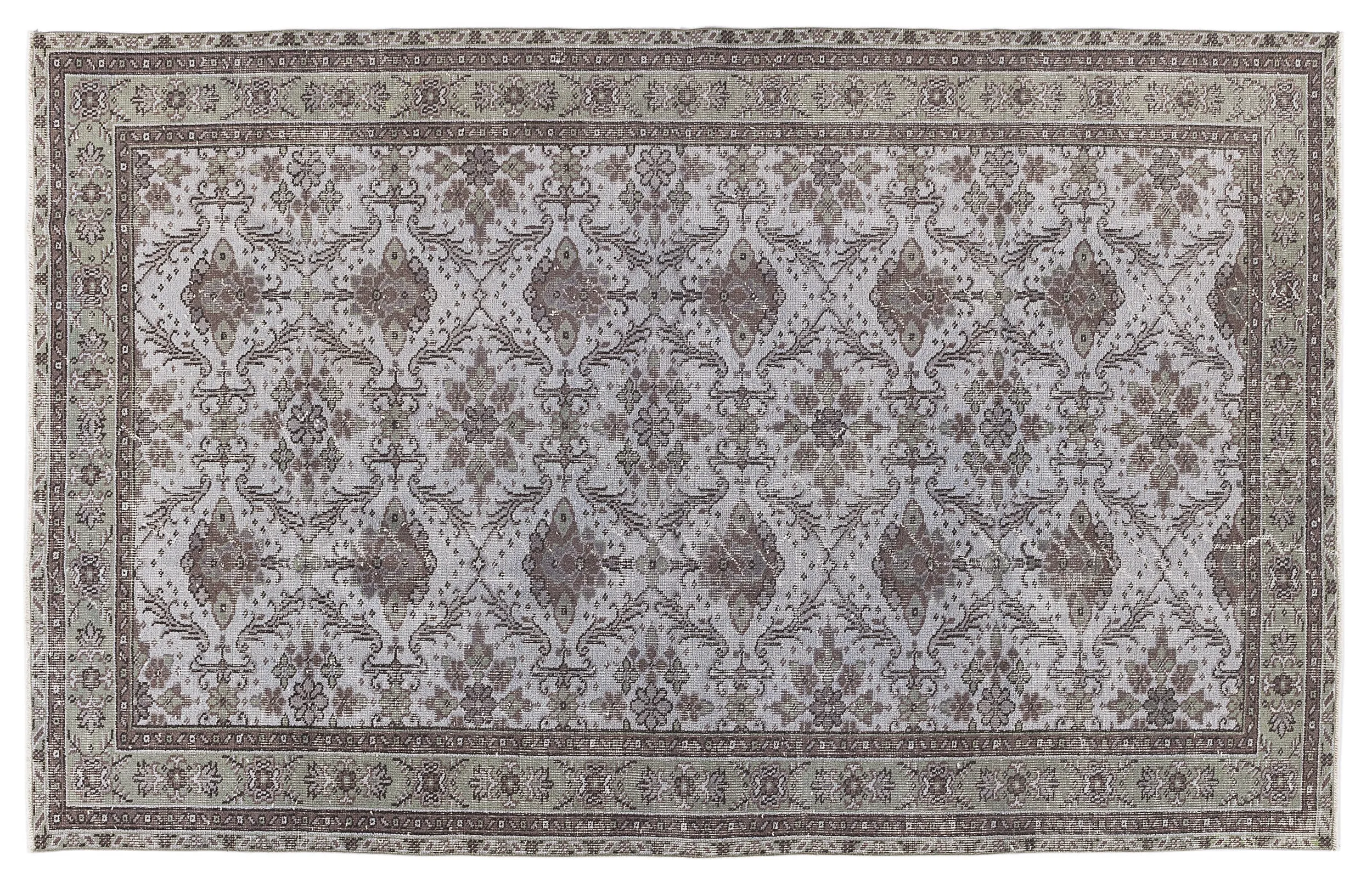 Retro Design Gray Over Dyed Vintage Rug 5'10'' x 9'3'' ft 178 x 282 cm