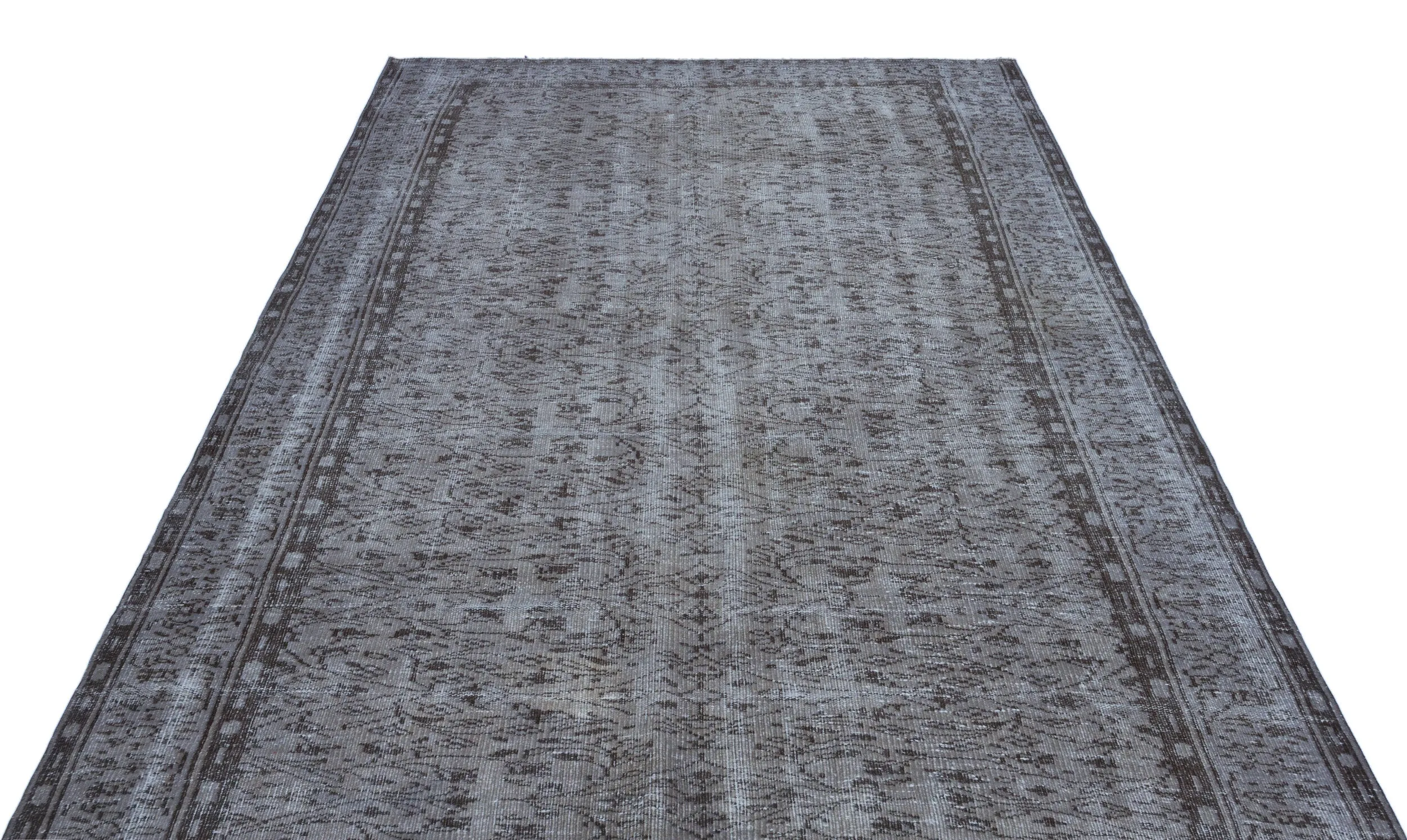 Retro Design Gray Over Dyed Vintage Rug 5'11'' x 9'6'' ft 180 x 290 cm