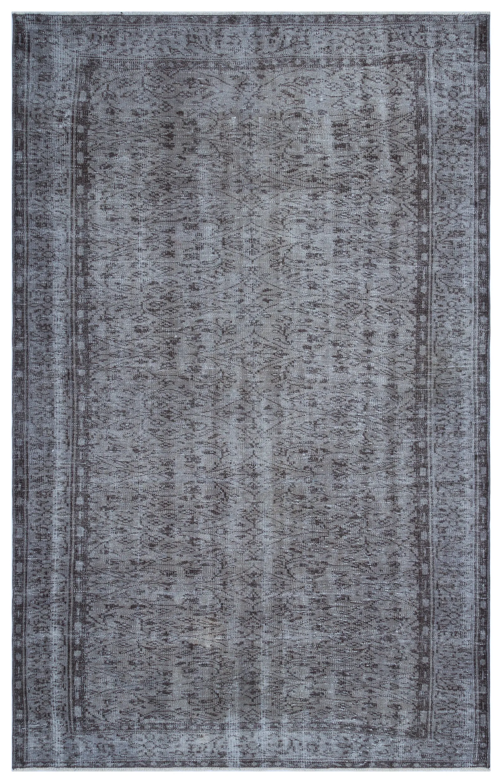 Retro Design Gray Over Dyed Vintage Rug 5'11'' x 9'6'' ft 180 x 290 cm