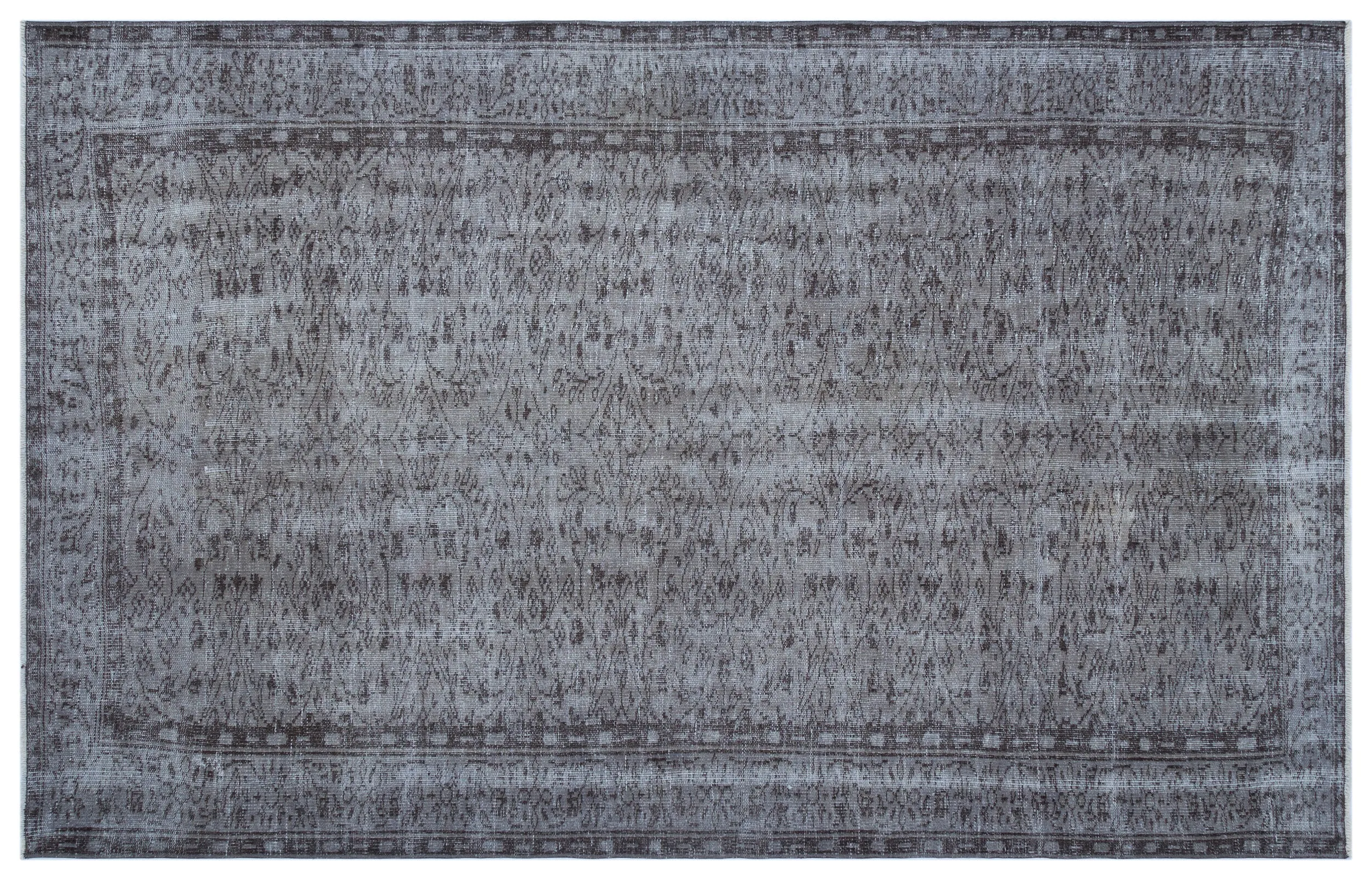 Retro Design Gray Over Dyed Vintage Rug 5'11'' x 9'6'' ft 180 x 290 cm