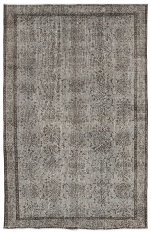 Retro Design Gray Over Dyed Vintage Rug 5'12'' x 9'5'' ft 182 x 287 cm
