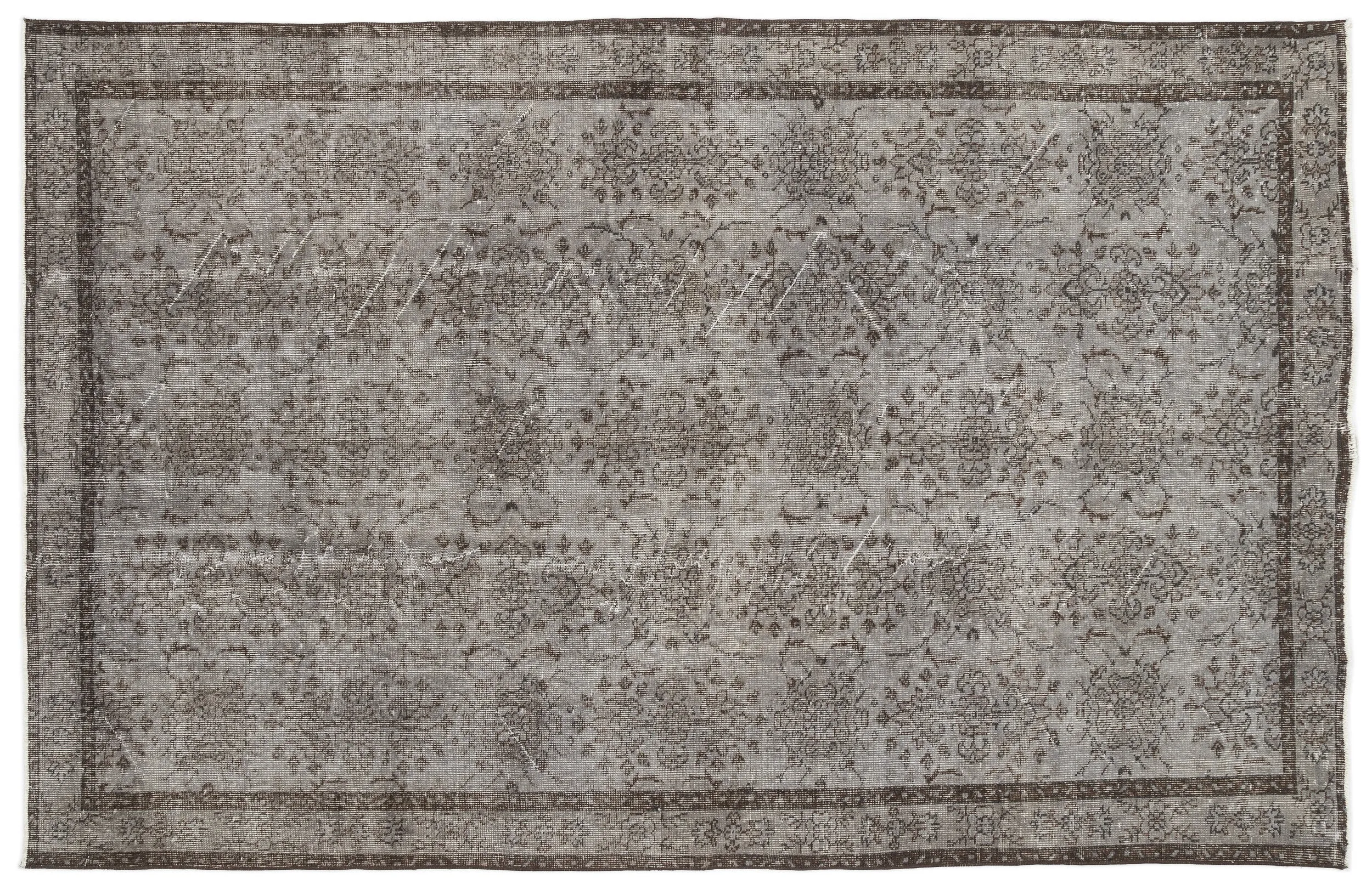 Retro Design Gray Over Dyed Vintage Rug 5'12'' x 9'5'' ft 182 x 287 cm