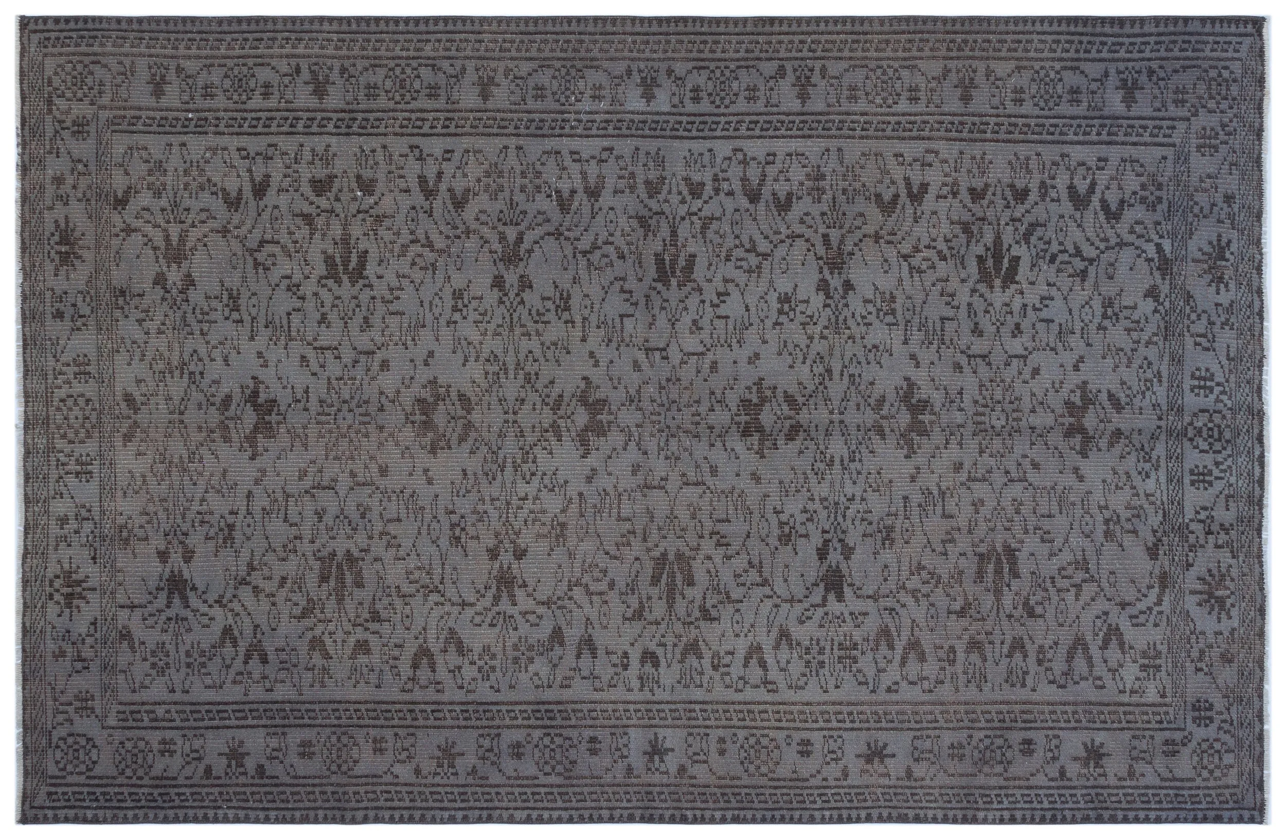 Retro Design Gray Over Dyed Vintage Rug 5'2'' x 8'0'' ft 157 x 244 cm