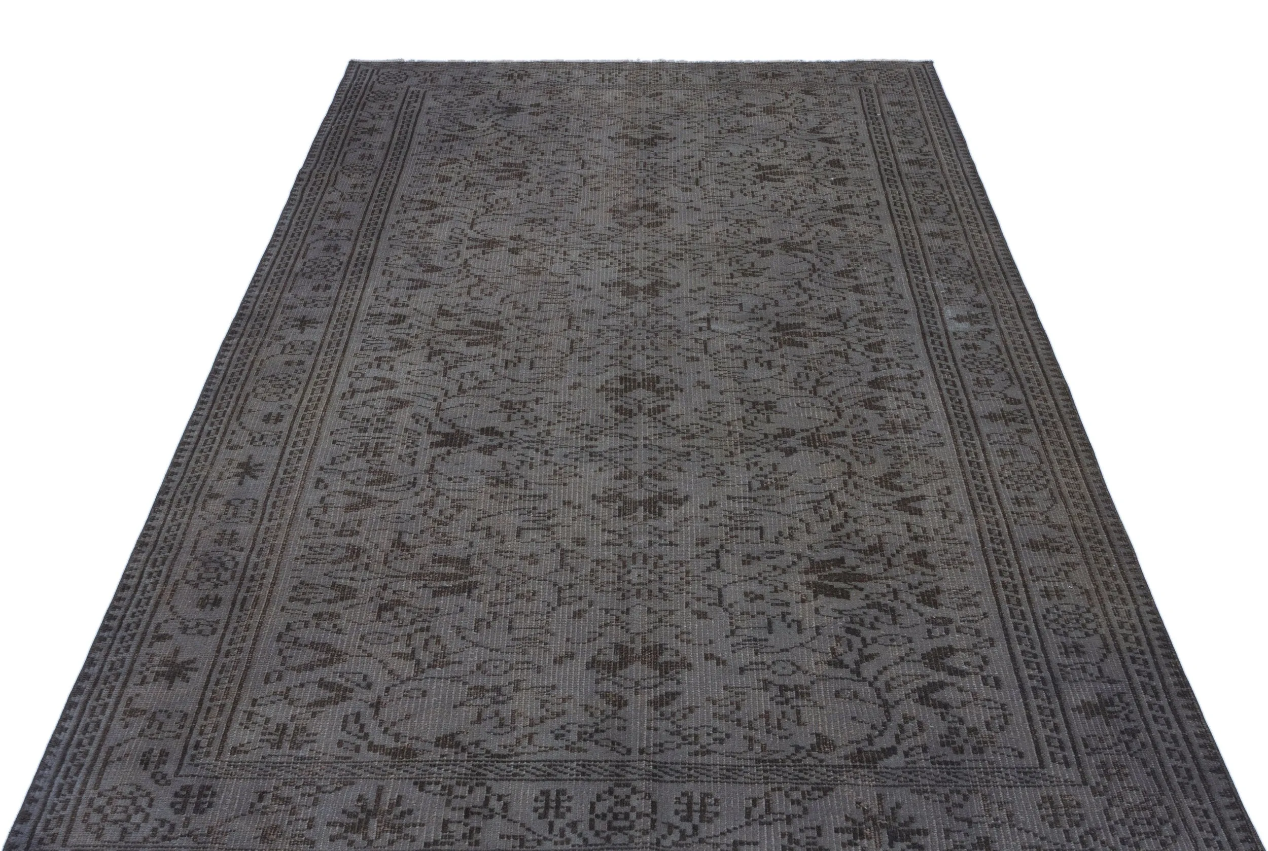 Retro Design Gray Over Dyed Vintage Rug 5'2'' x 8'0'' ft 157 x 244 cm
