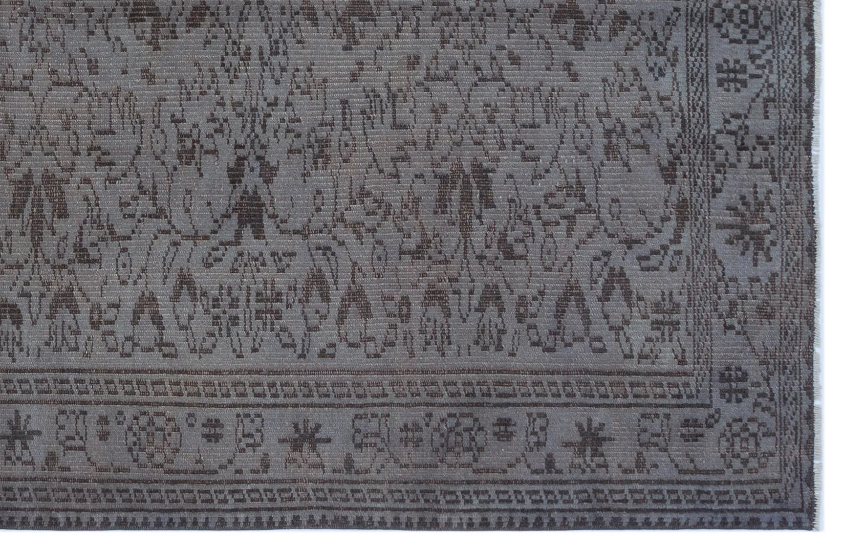 Retro Design Gray Over Dyed Vintage Rug 5'2'' x 8'0'' ft 157 x 244 cm