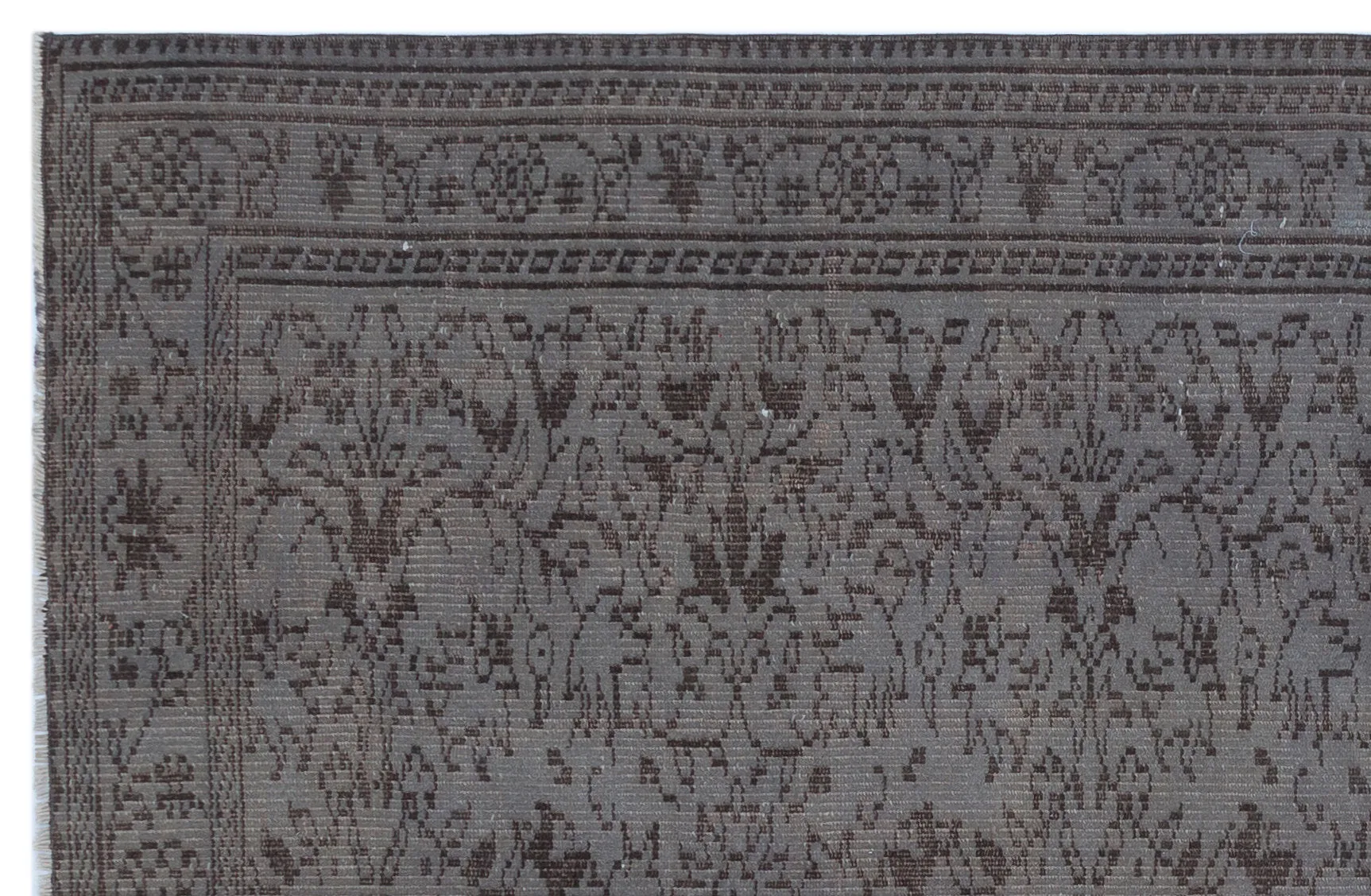 Retro Design Gray Over Dyed Vintage Rug 5'2'' x 8'0'' ft 157 x 244 cm