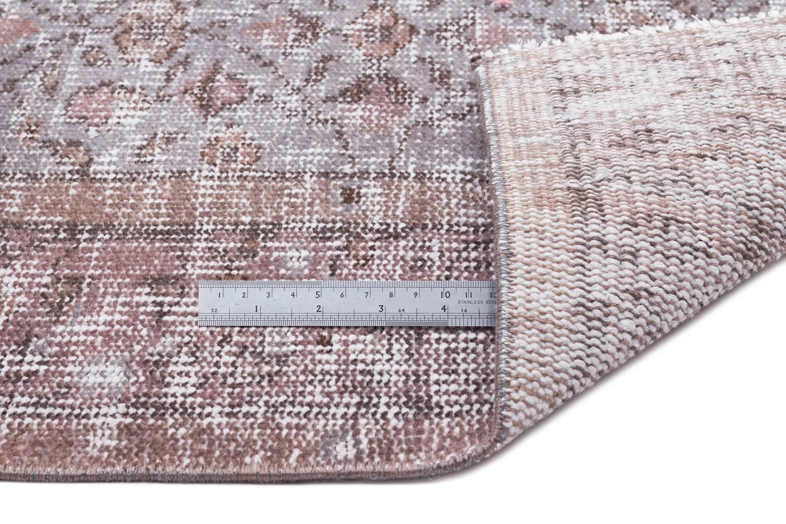 Retro Design Gray Over Dyed Vintage Rug 5'3'' x 8'4'' ft 161 x 254 cm