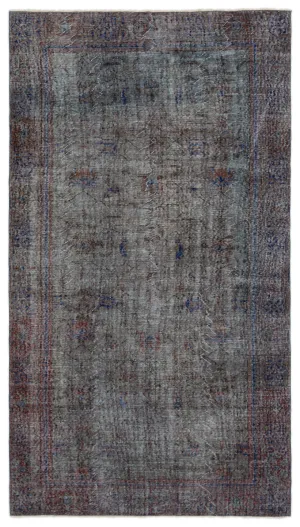 Retro Design Gray Over Dyed Vintage Rug 5'3'' x 9'5'' ft 160 x 288 cm