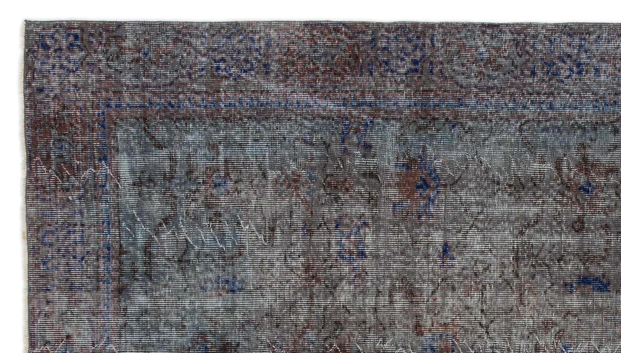 Retro Design Gray Over Dyed Vintage Rug 5'3'' x 9'5'' ft 160 x 288 cm