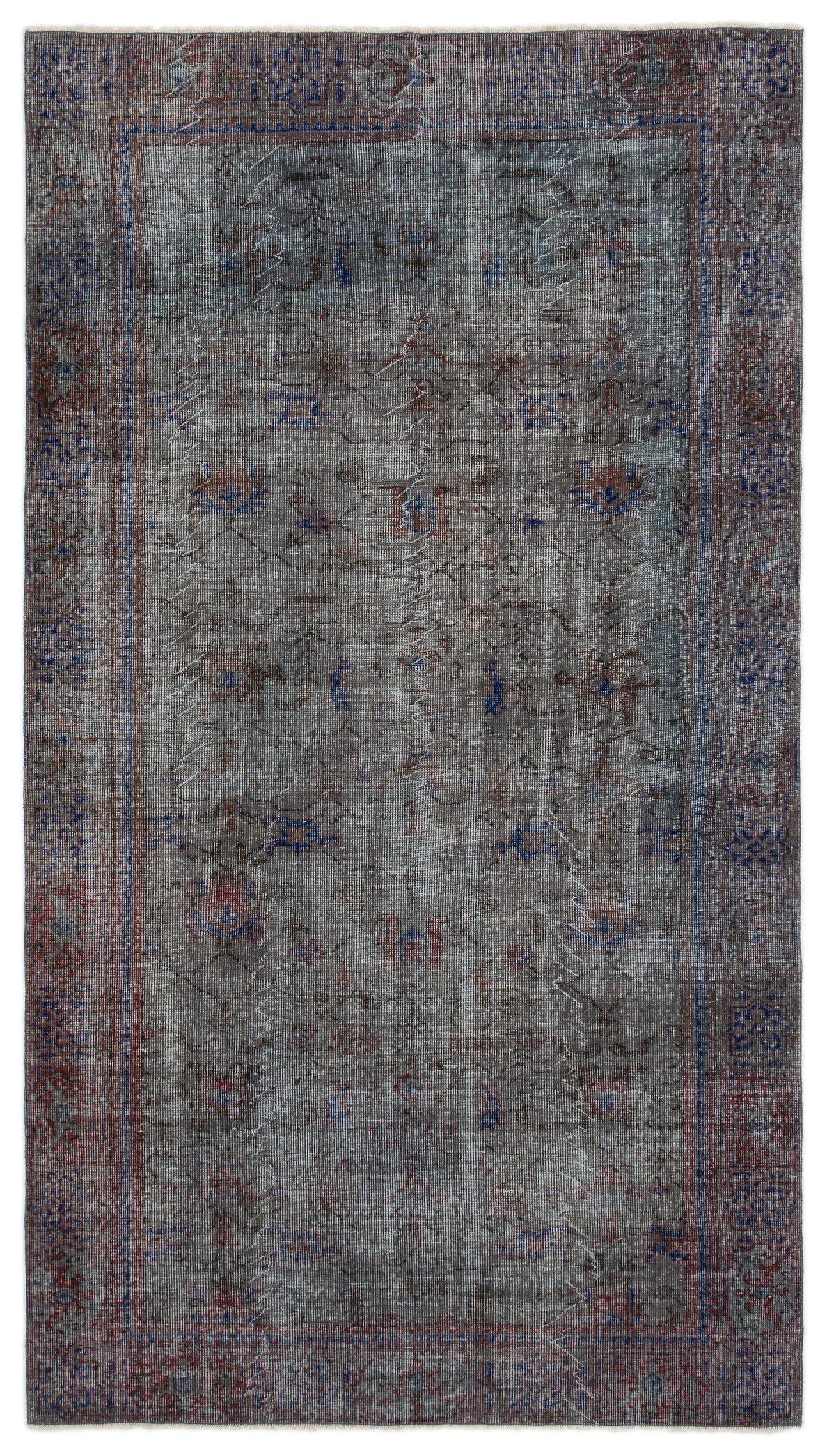 Retro Design Gray Over Dyed Vintage Rug 5'3'' x 9'5'' ft 160 x 288 cm