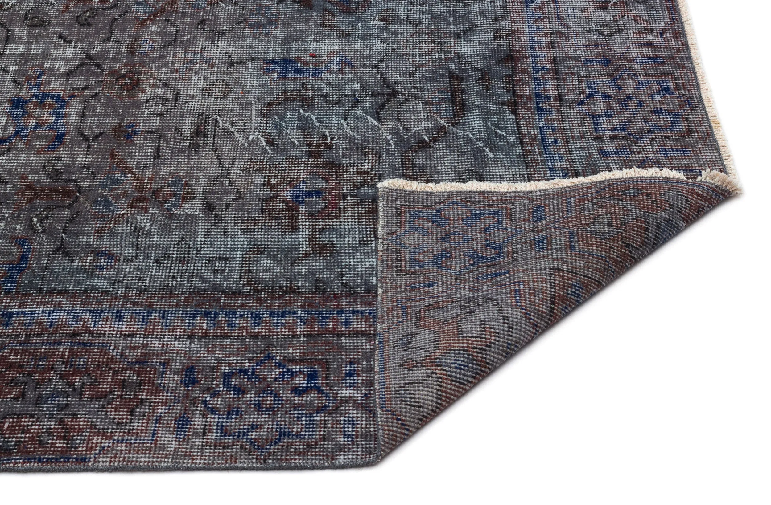 Retro Design Gray Over Dyed Vintage Rug 5'3'' x 9'5'' ft 160 x 288 cm