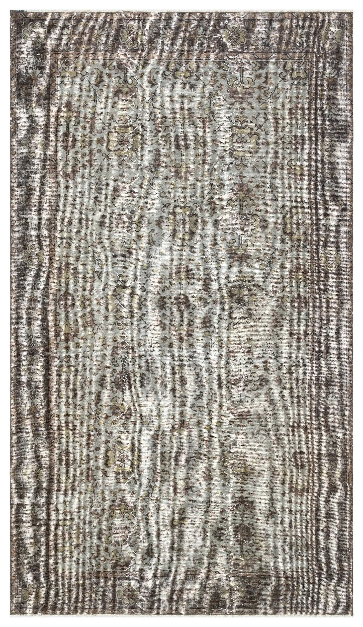 Retro Design Gray Over Dyed Vintage Rug 5'4'' x 9'5'' ft 162 x 287 cm