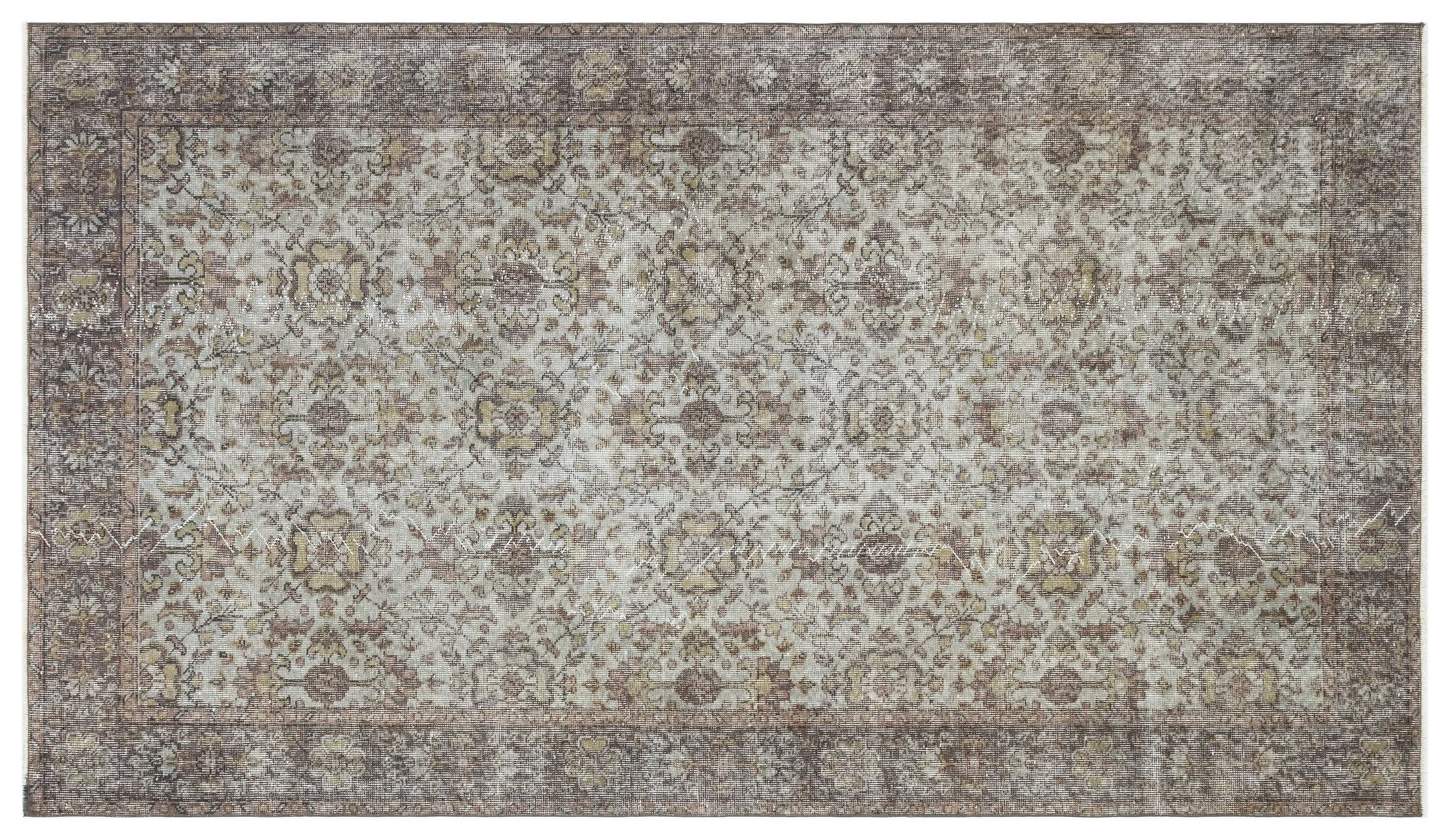 Retro Design Gray Over Dyed Vintage Rug 5'4'' x 9'5'' ft 162 x 287 cm