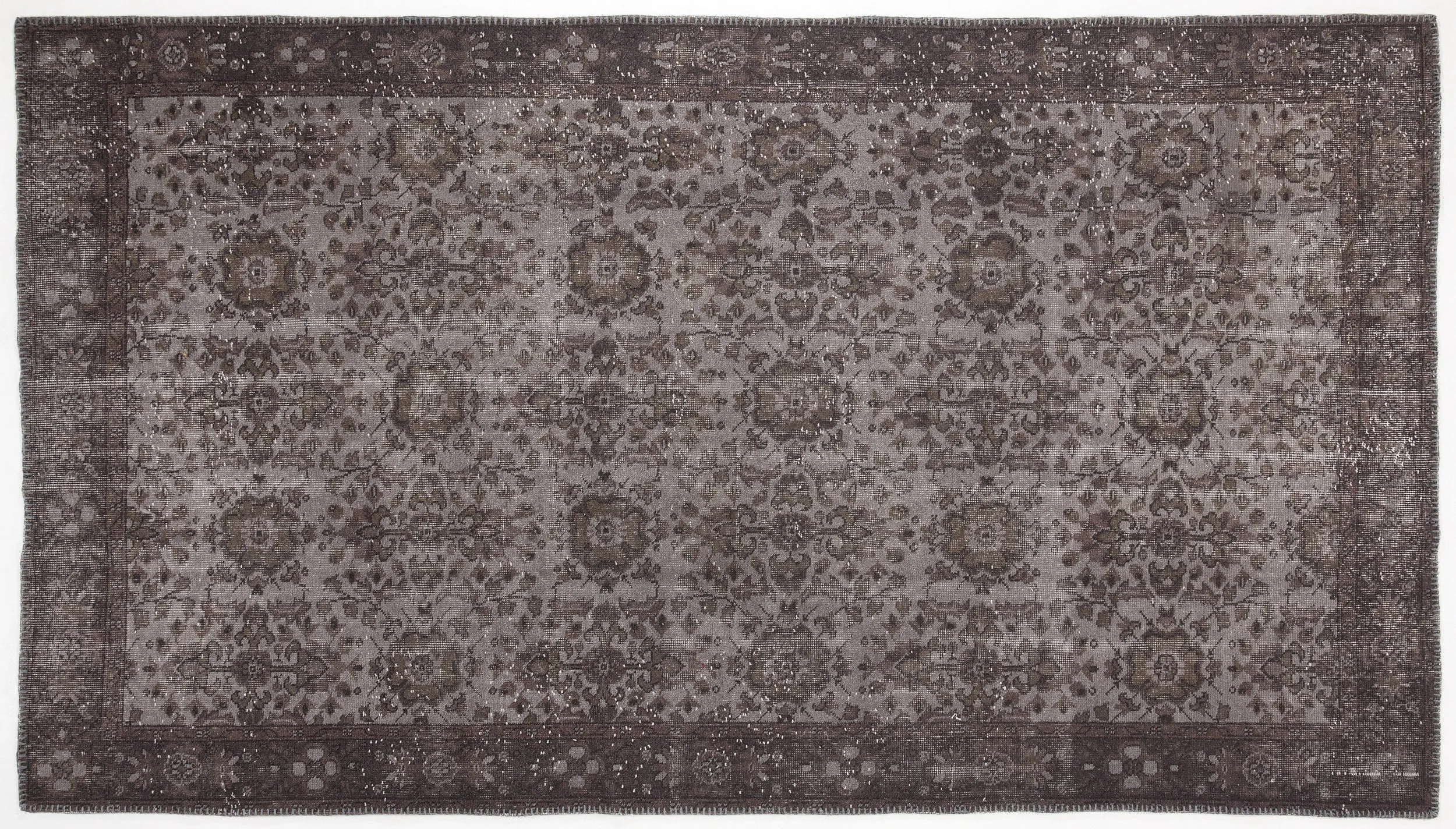 Retro Design Gray Over Dyed Vintage Rug 5'6'' x 9'10'' ft 167 x 300 cm