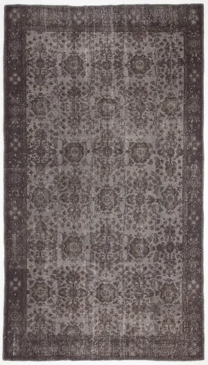 Retro Design Gray Over Dyed Vintage Rug 5'6'' x 9'10'' ft 167 x 300 cm