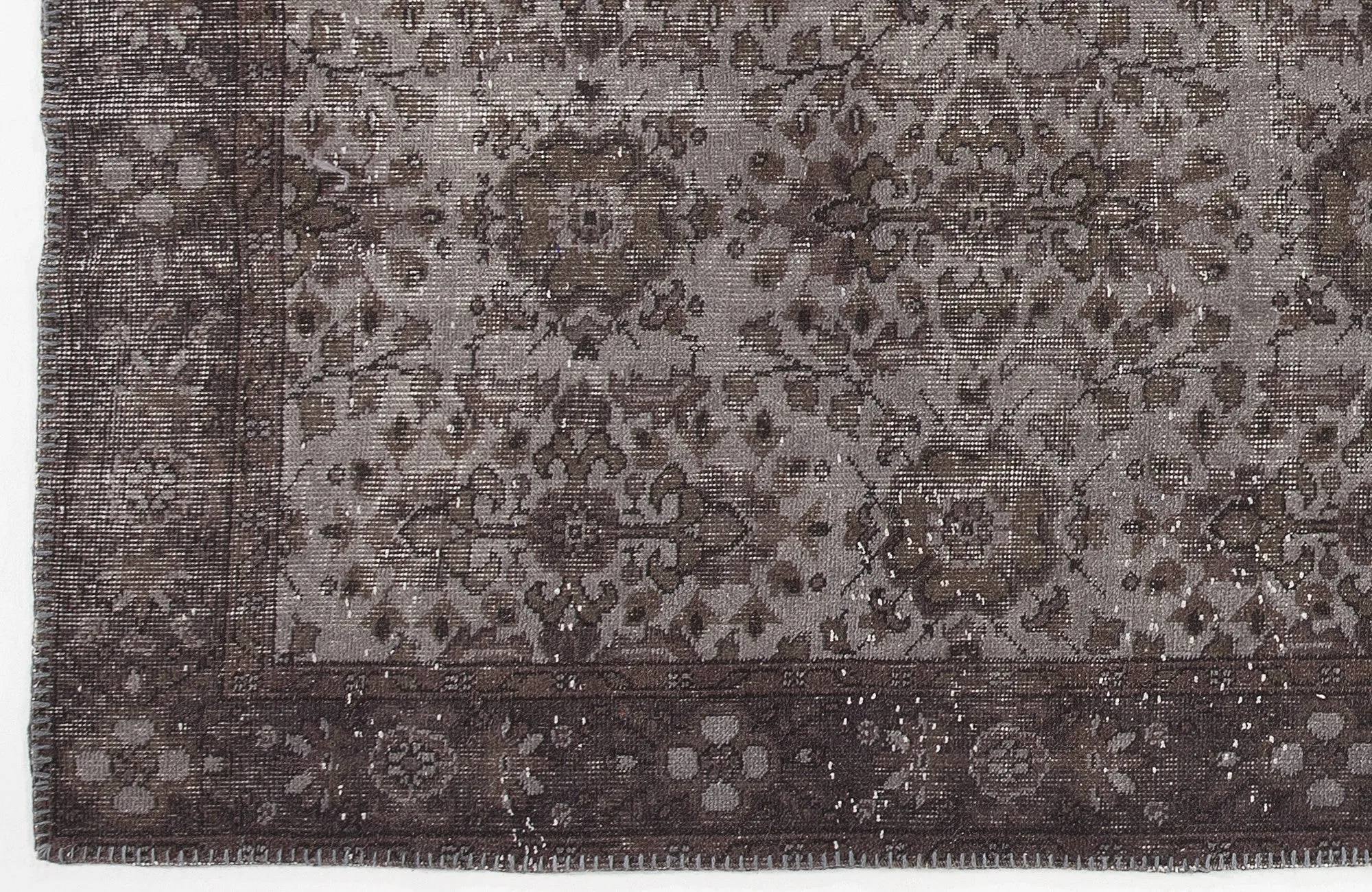 Retro Design Gray Over Dyed Vintage Rug 5'6'' x 9'10'' ft 167 x 300 cm
